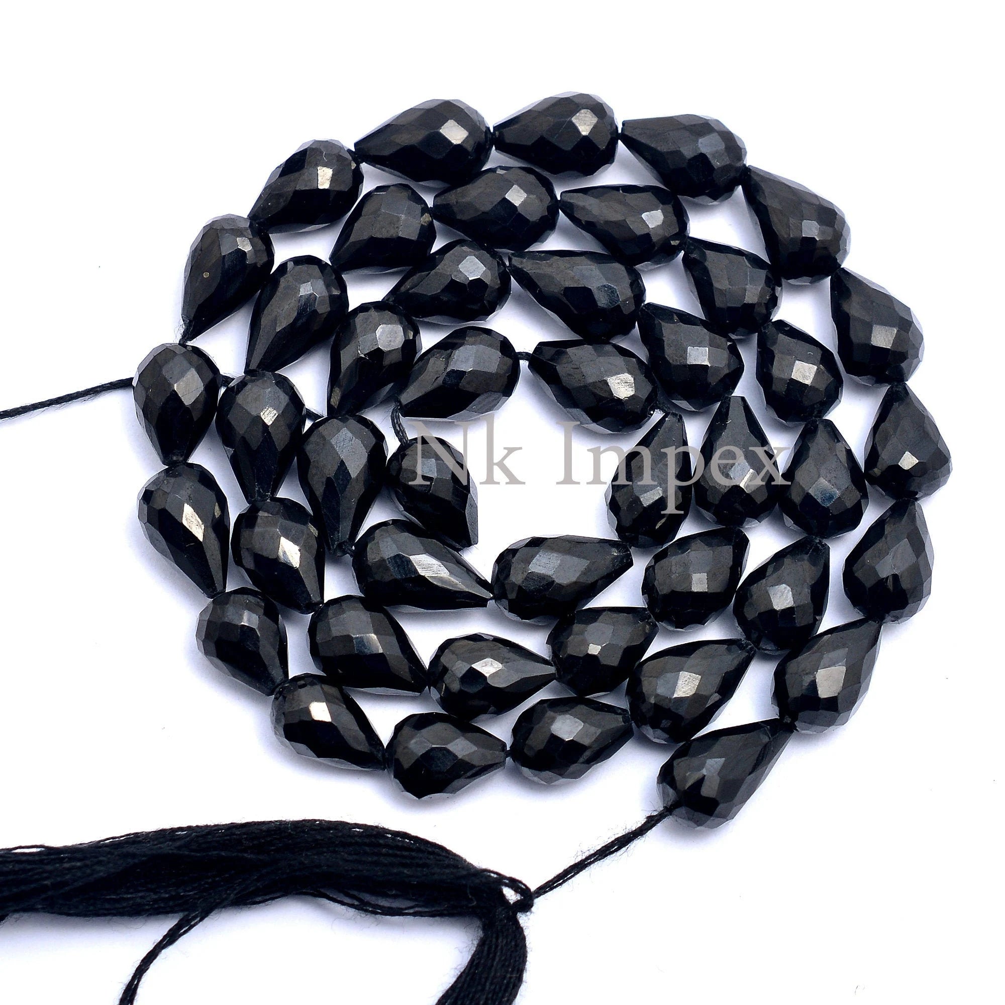 Natural Black Spinel Faceted Straight Drill Drops Beads, 8 To 11mm, 15 Inch Bead Strand, Unique Spinal Jewelry, (SKU433)