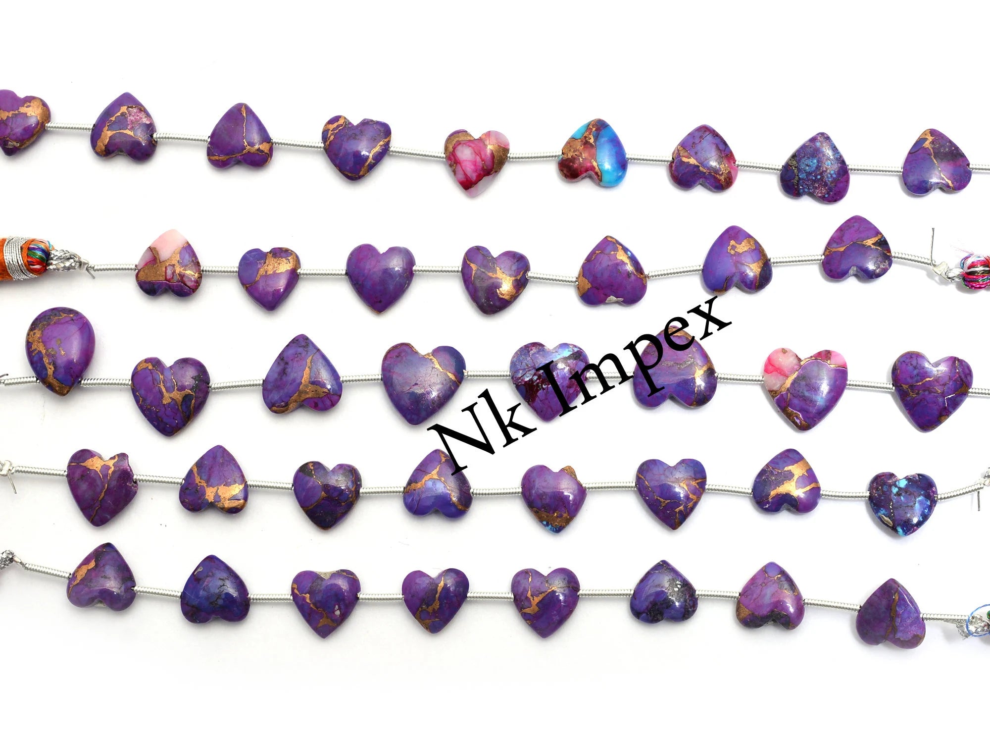 Copper Turquoise Smooth Heart Beads, Blue Turquoise Heart, Blue Copper Turquoise Heart Jewelry Making Gemstone Beads, 6 Inches