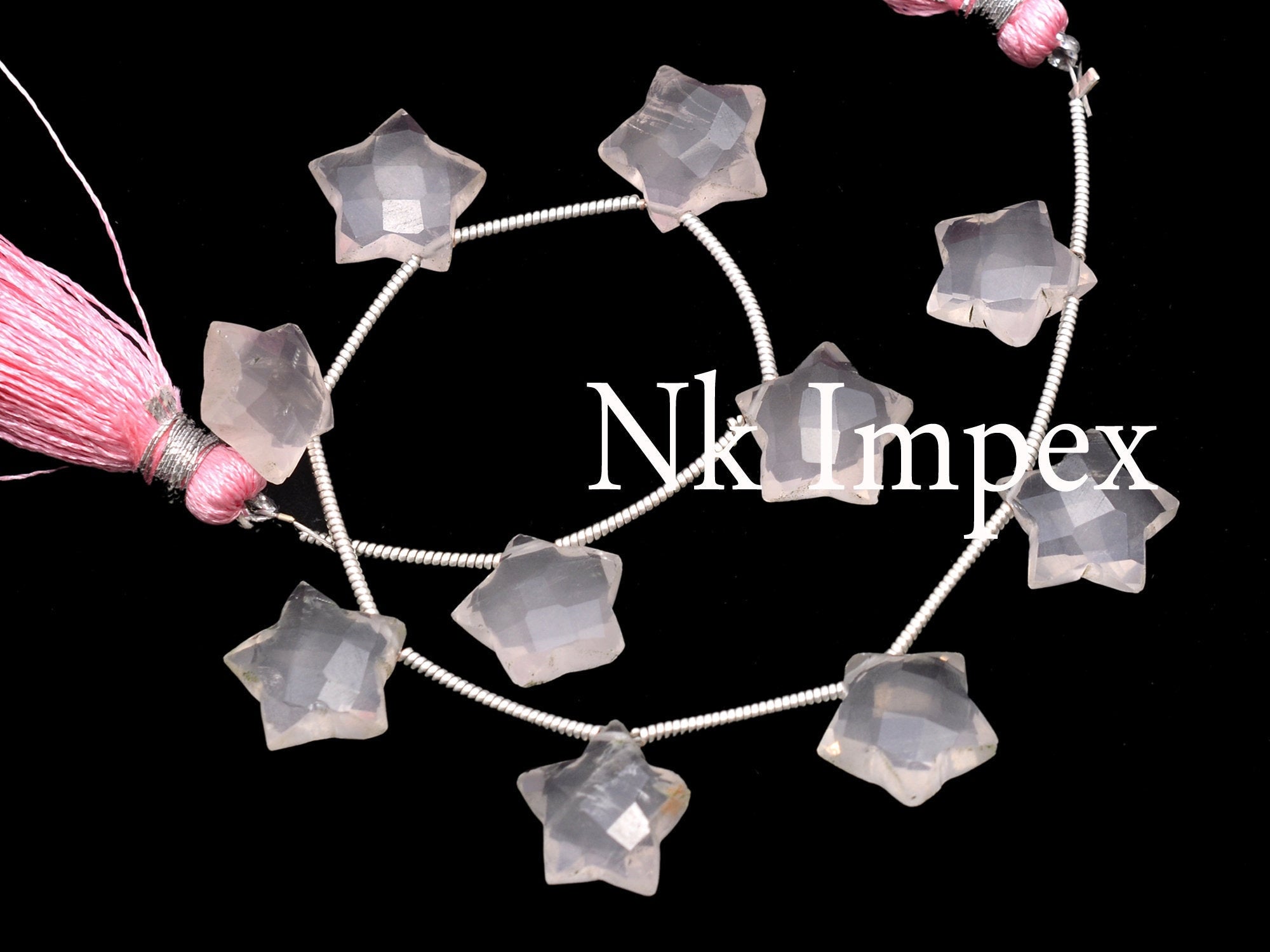 Natural Pink Star Rose Quartz Beads, Dangle Drop Faceted Star Beads, Quartz Gemstone Beads, 11 mm, 7 Inch, (SKU923)