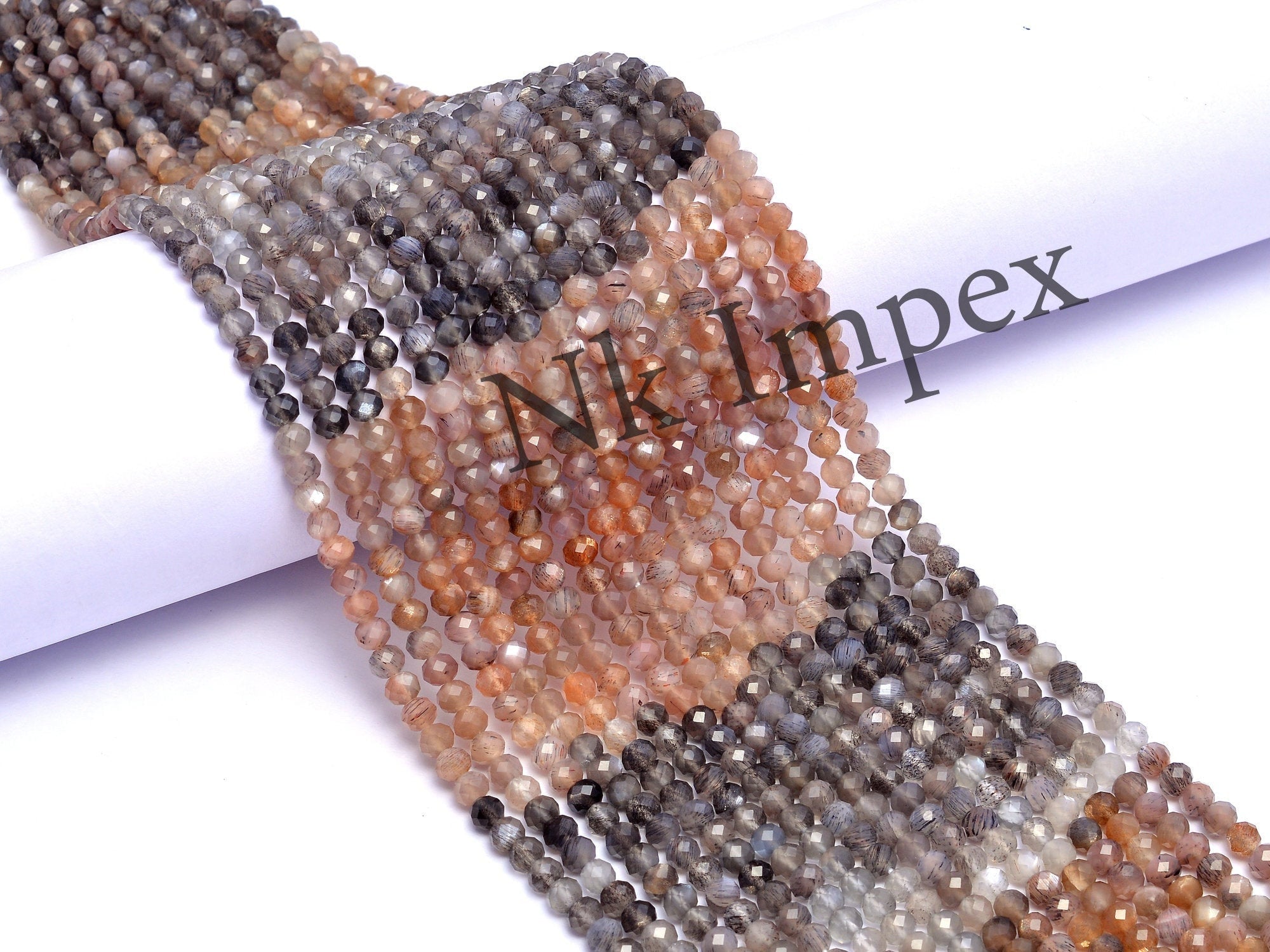 Natural Multi Moonstone Faceted Rondelle Beads,4.5 mm, Multi Moonstone Rondelle, Moonstone Jewelry Making Gemstone Beads, 13 Inch