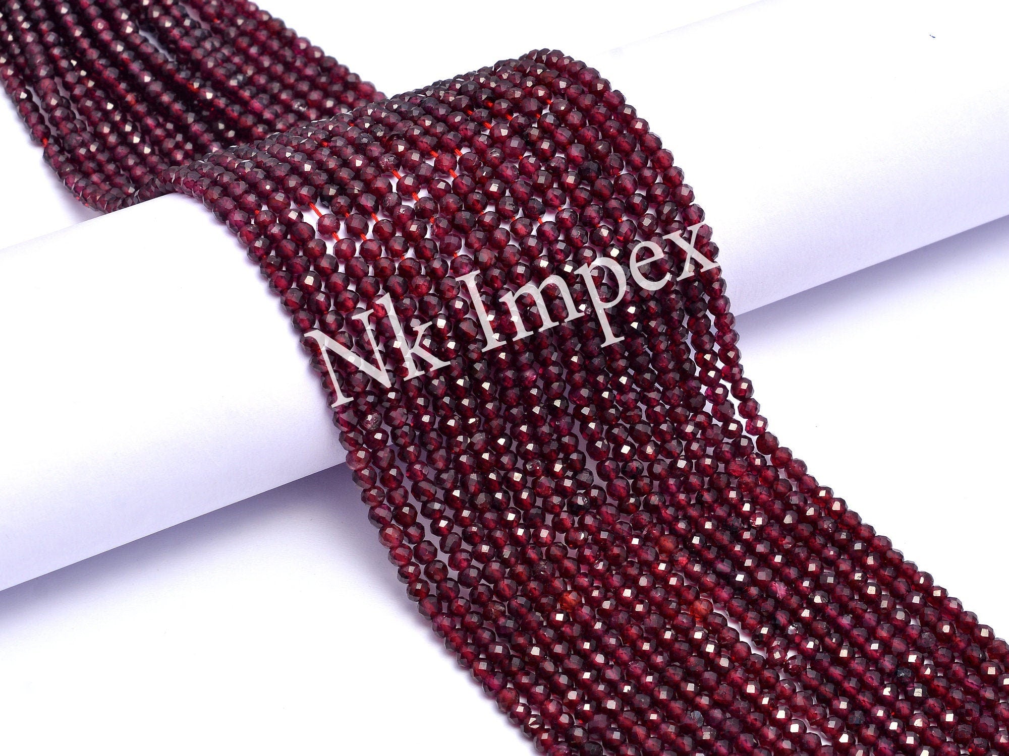 Natural Rhodolite Garnet Faceted Round Balls Beads, 3.5 mm To 4 mm, Rhodolite Garnet Round, Garnet Gemstone Jewelry Beads, 13 Inch
