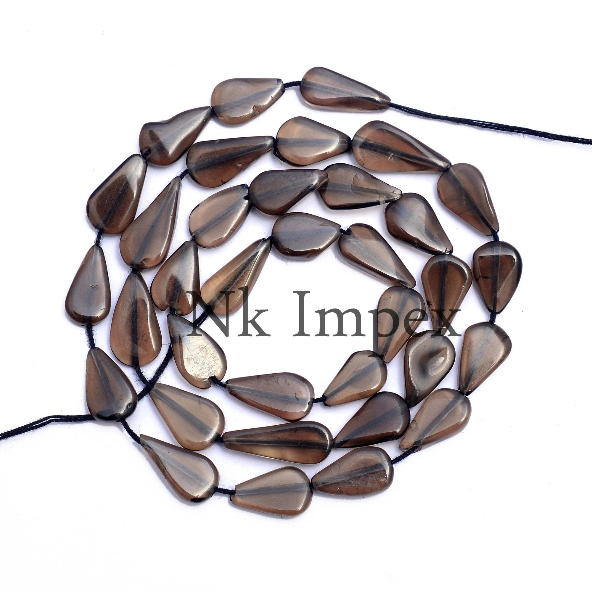 Natural Smoky Quartz Beads, Smooth Smoky Beads, Quartz Pear Beads, 7X11 mm, 15 Inches Strand, Smoky Gemstone (SKU424)