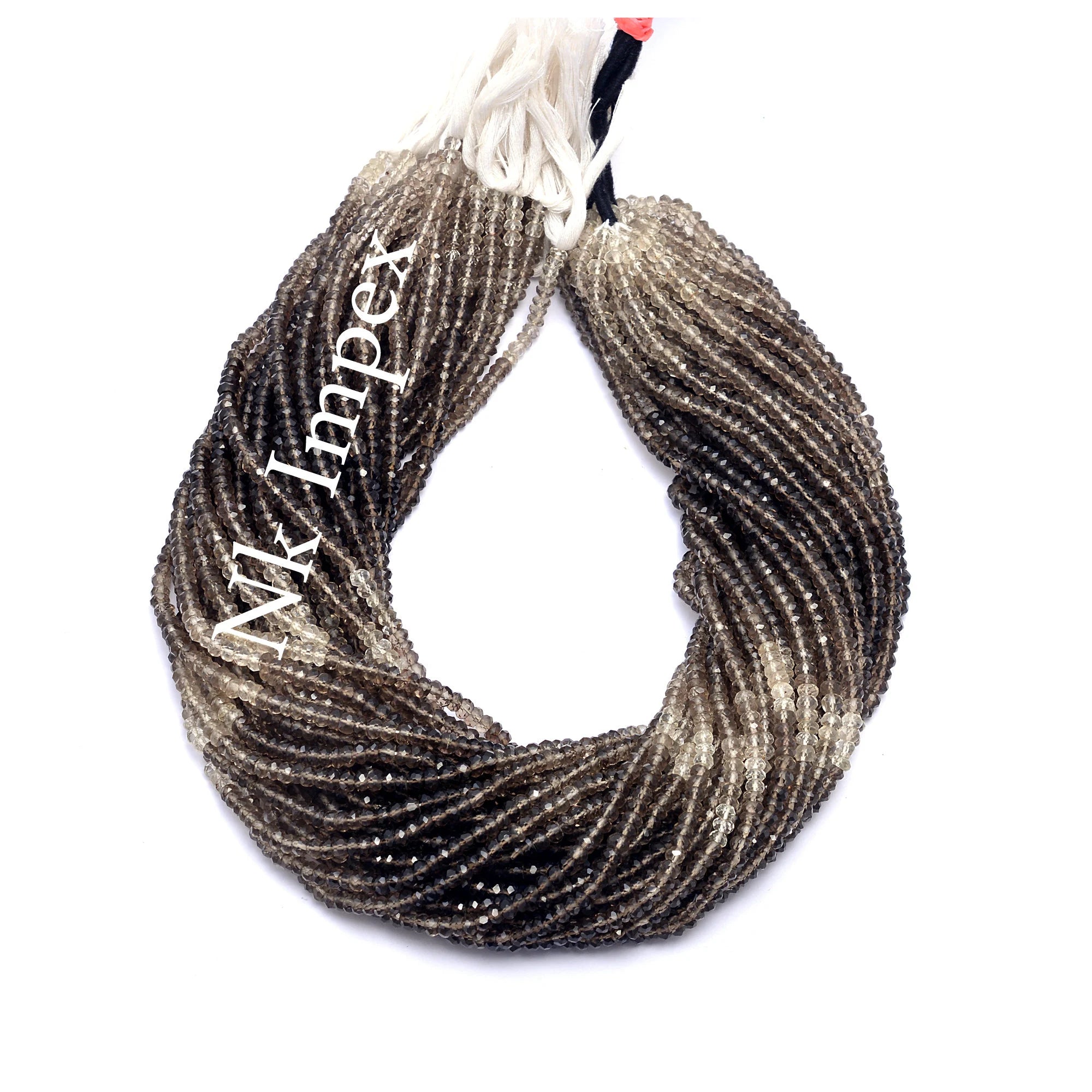 Natural Shaded Smoky Quartz Faceted Rondelle Beads, 4.5 mm Beads, 15 Inches Beaded Strand, SKU428