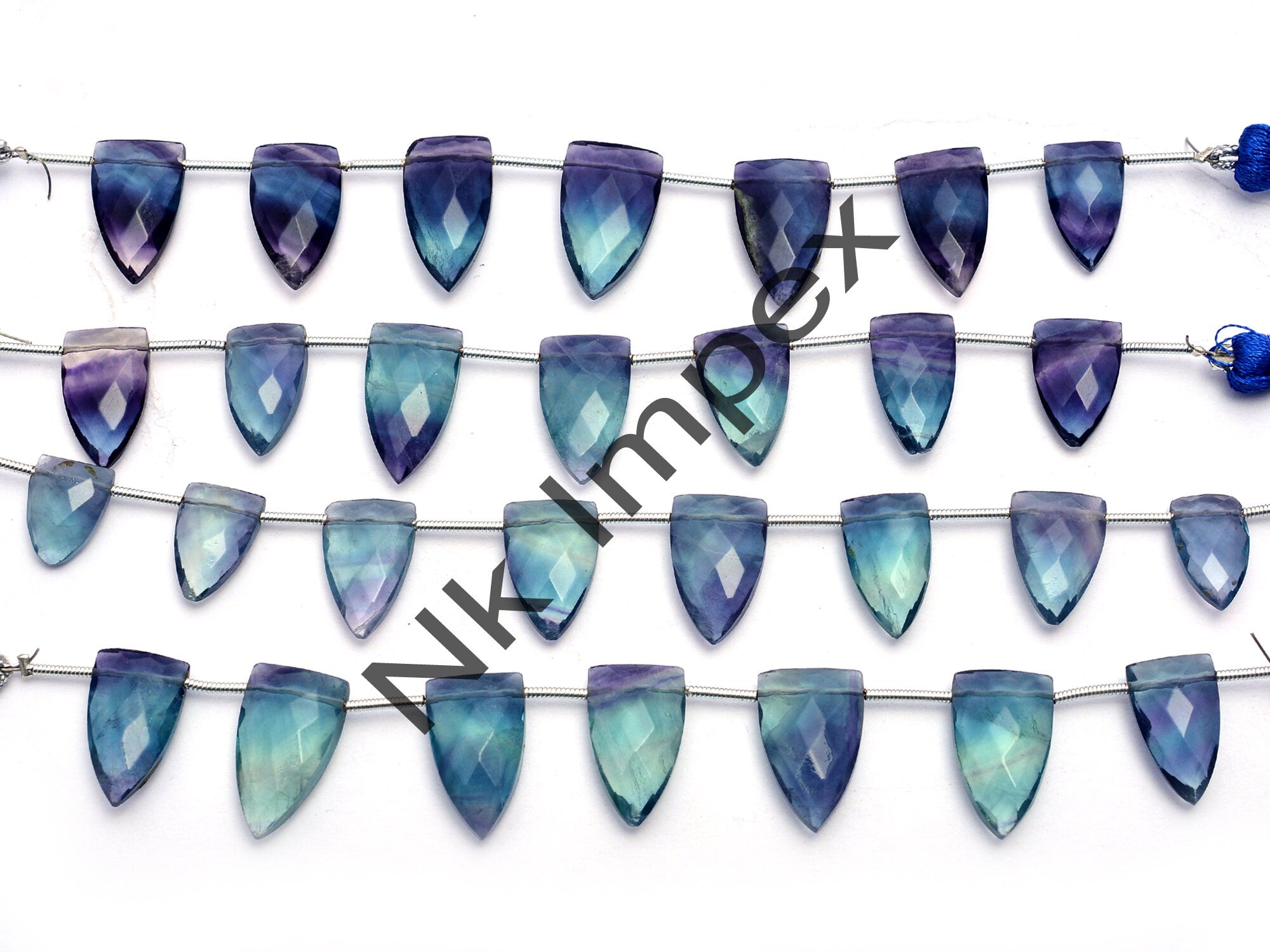 Bi Color Fluorite Faceted Triangle Beads, 8.5x11.5 mm To 11x28 mm, Fluorite Triangle Bead, Fluorite Jewelry Making Gemstone, 5 Inch