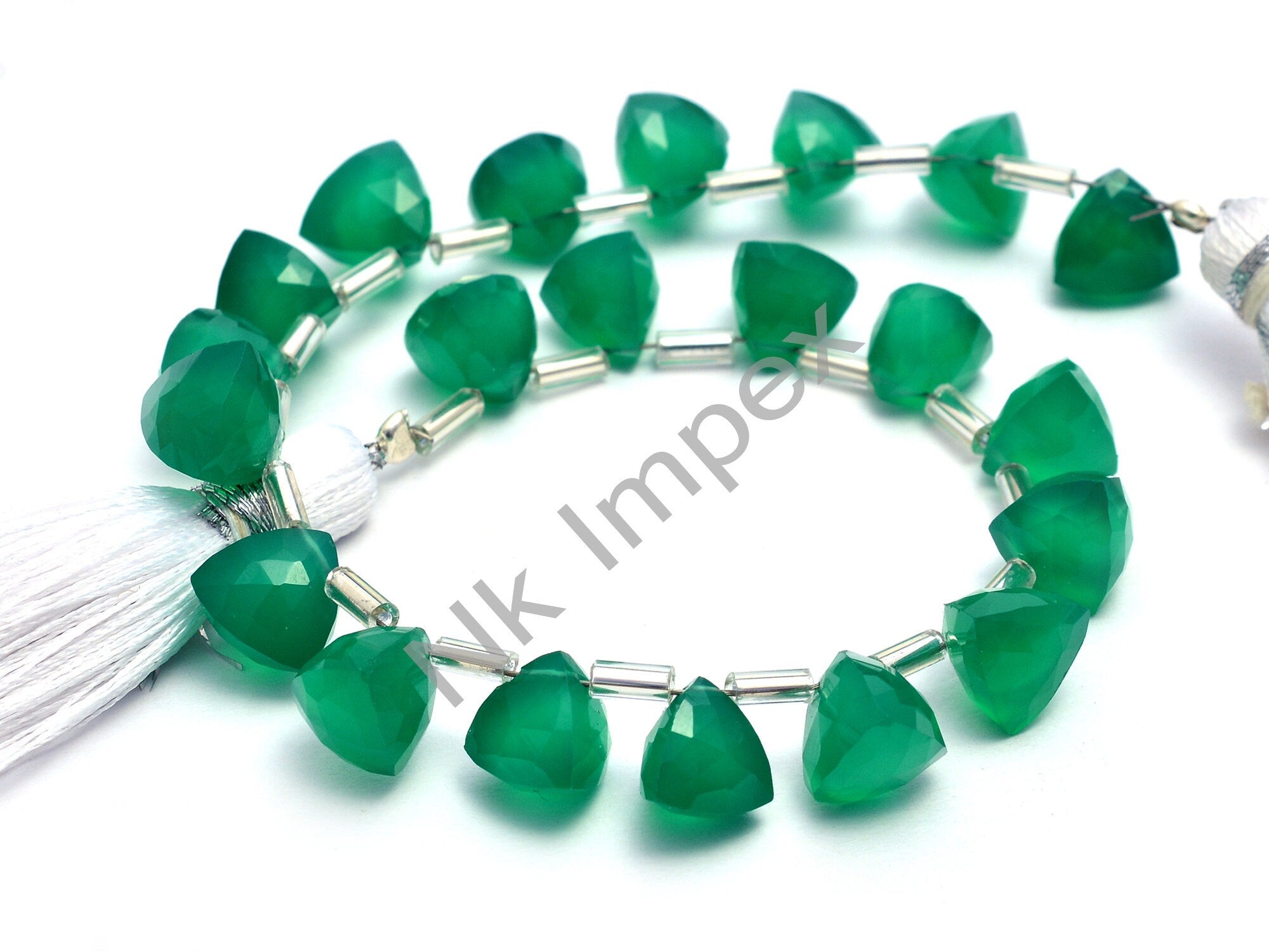 Natural Green Onyx Pyramid Beads, 6x6 To 8x8 mm, Faceted Triangle Shape, DIY Craft Maker Beads, (SKU1031)