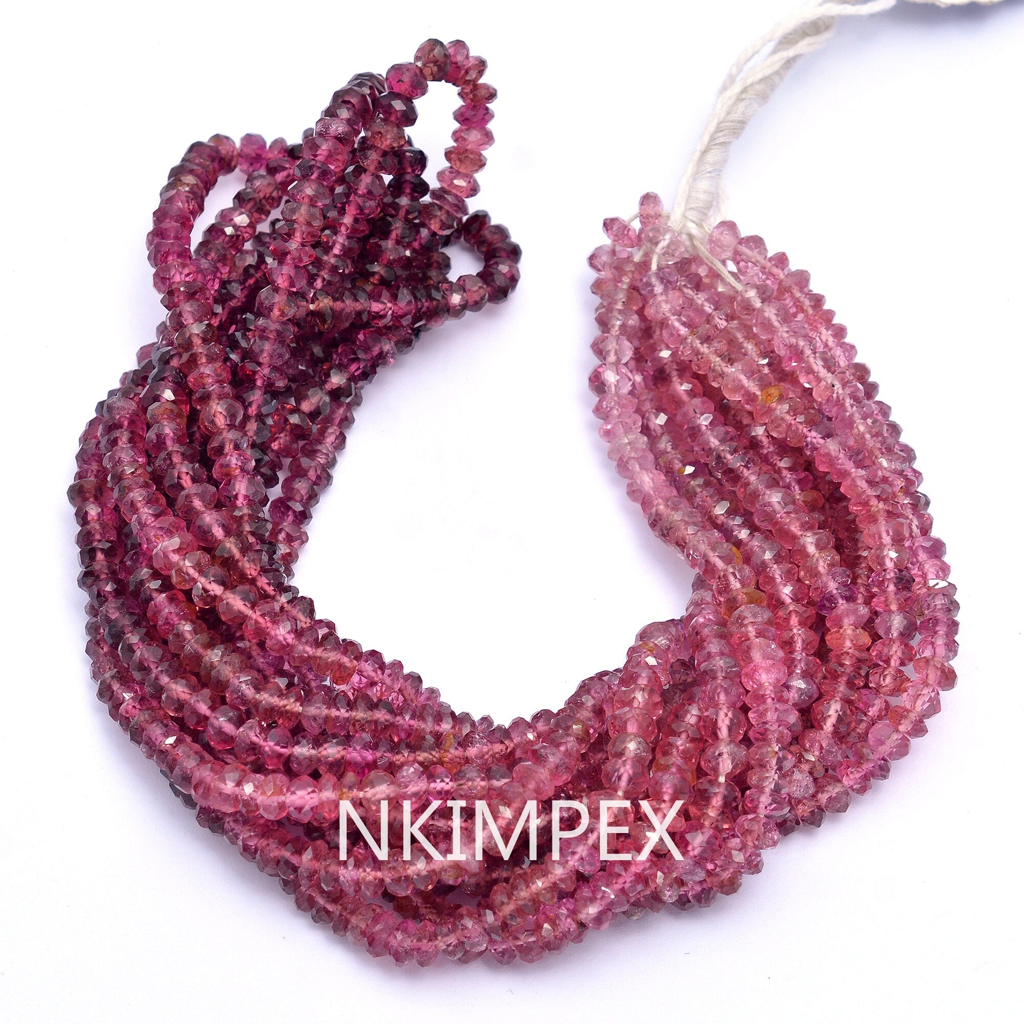 Pink Tourmaline Faceted Rondelle Beads, Natural Tourmaline Beads, 16 Inch Strand, (SKU002)