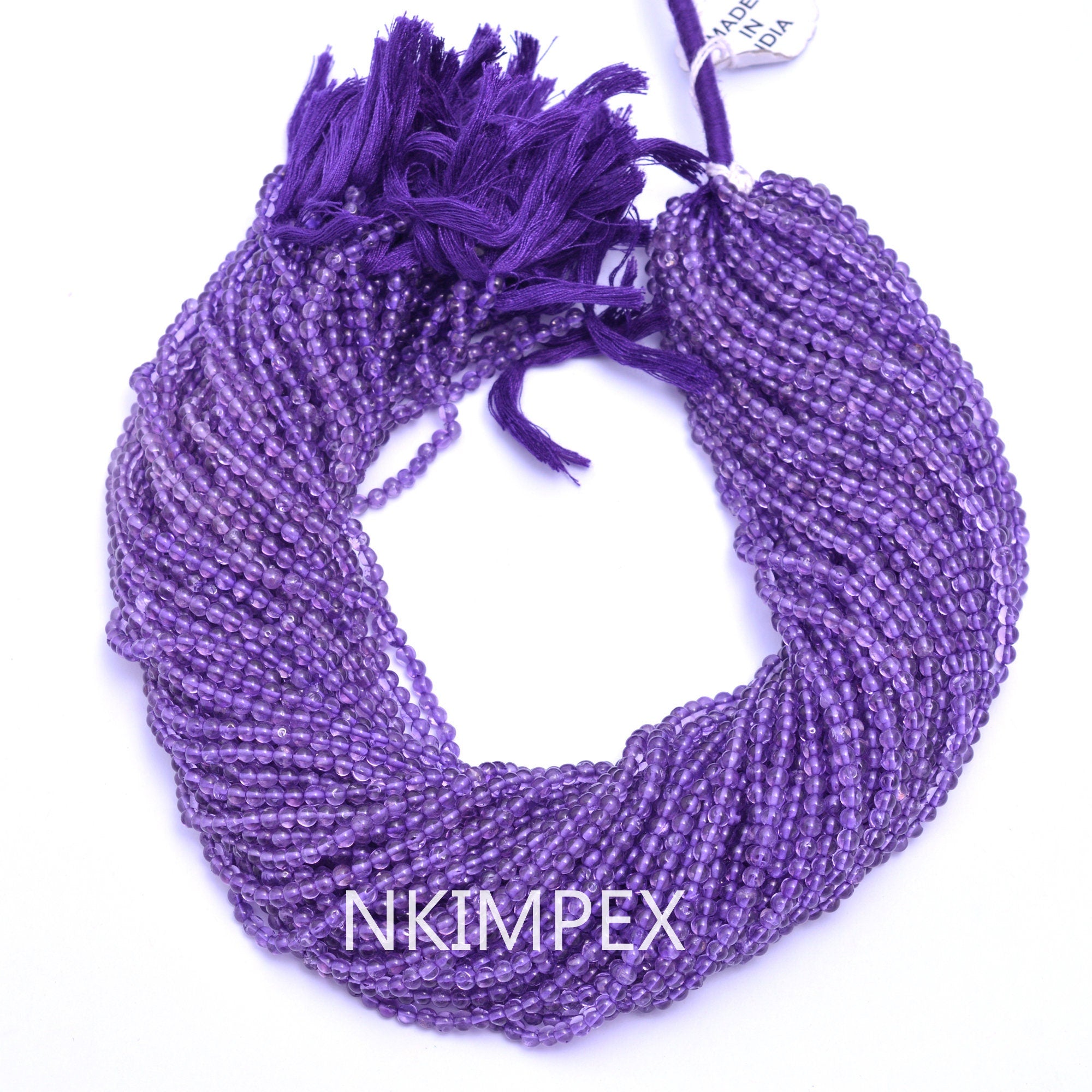Amethyst Smooth Round Beads, Balls Amethyst Beads, 15" Strand Beads For Jewelry Making, (SKU005)