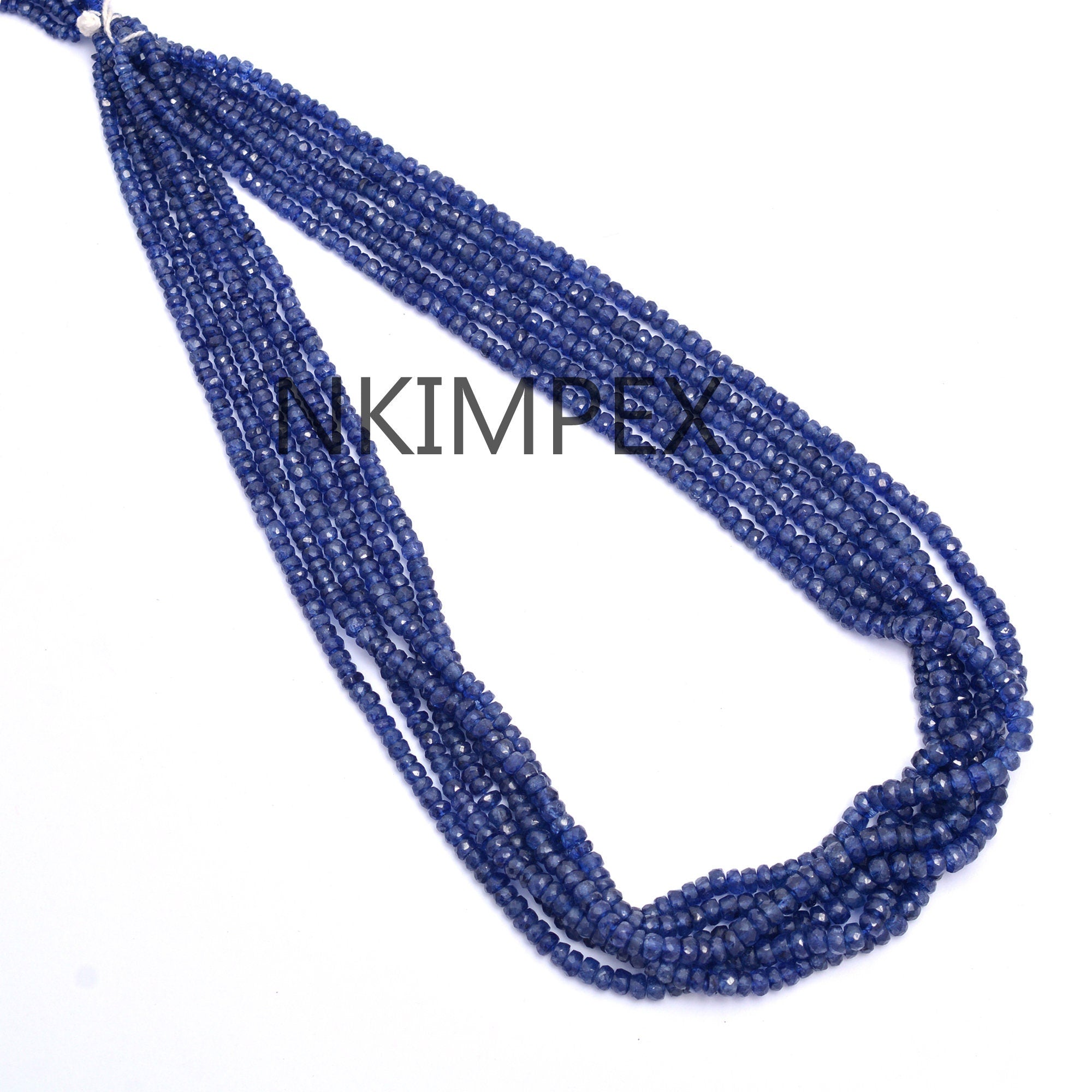 Blue Sapphire Faceted Rondelle Gemstone Beads, 3.5 To 4.5 mm, 17 Inch Strand, (SKU009)