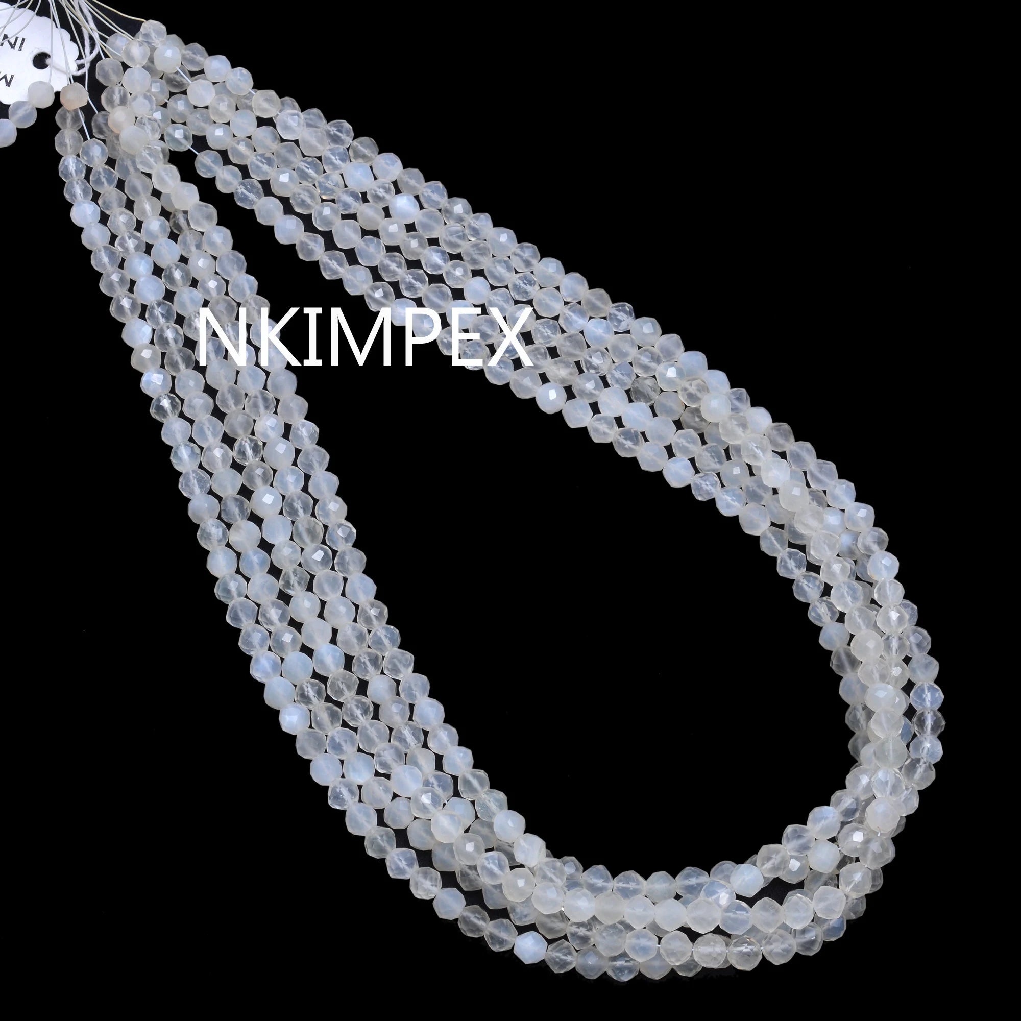 Natural White Moonstone Faceted Concave Cut Beads, 5 To 5.5 mm, Moonstone Gemstone Beads, (SKU013)