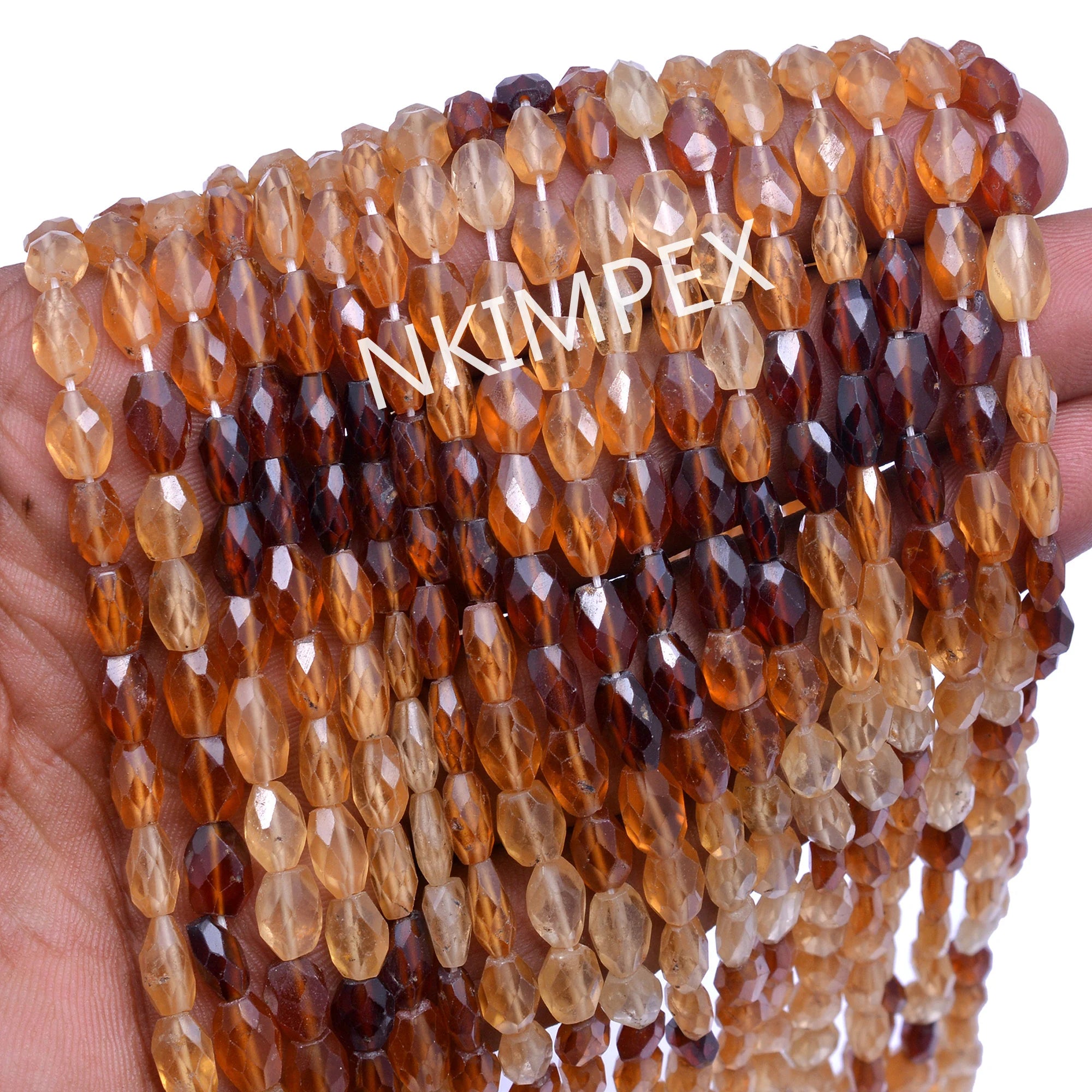 Natural Hessonite Garnet Faceted Oval Beads, 5x7 To 6x8 mm, 14 Inches, (SKU020)