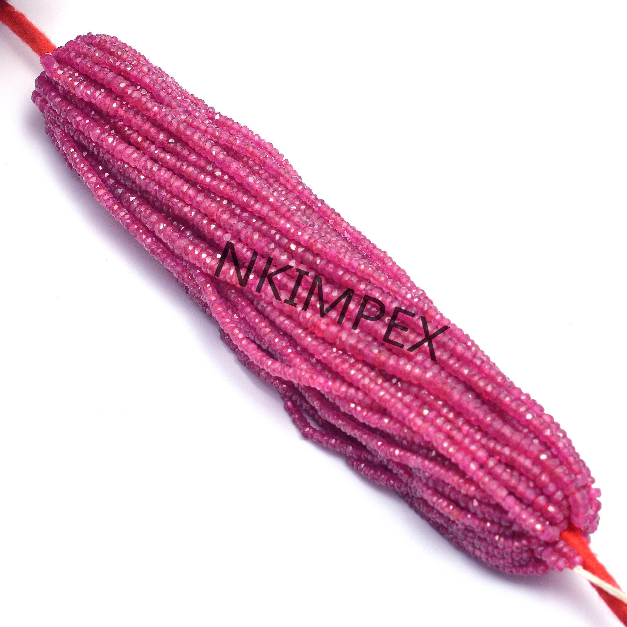 Pink Ruby Faceted Rondelle Beads, 2 mm To 4 mm, Ruby Rondelle Beads, Pink Ruby Jewelry Making Gemstone Beads