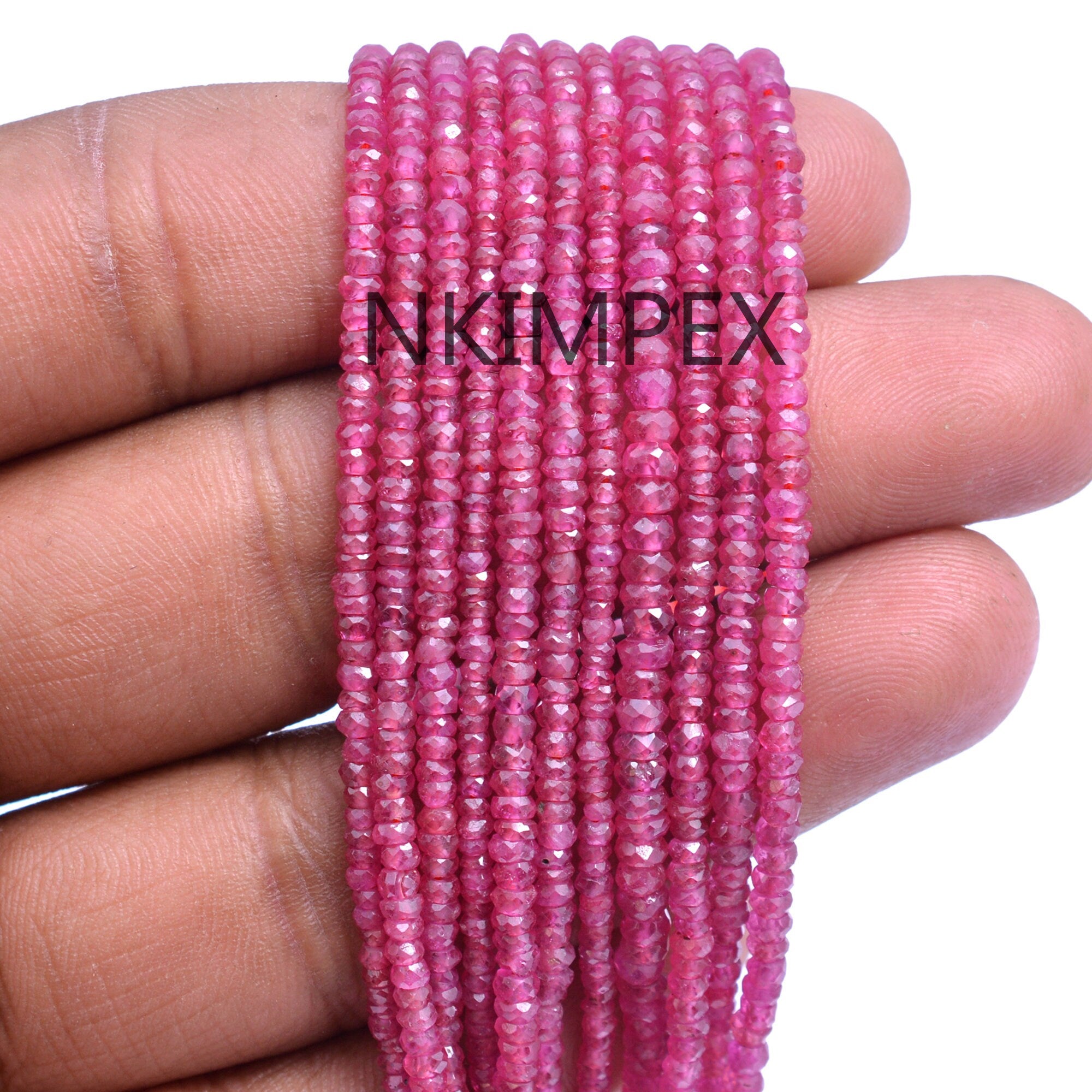 Pink Ruby Faceted Rondelle Beads, 2 mm To 4 mm, Ruby Rondelle Beads, Pink Ruby Jewelry Making Gemstone Beads