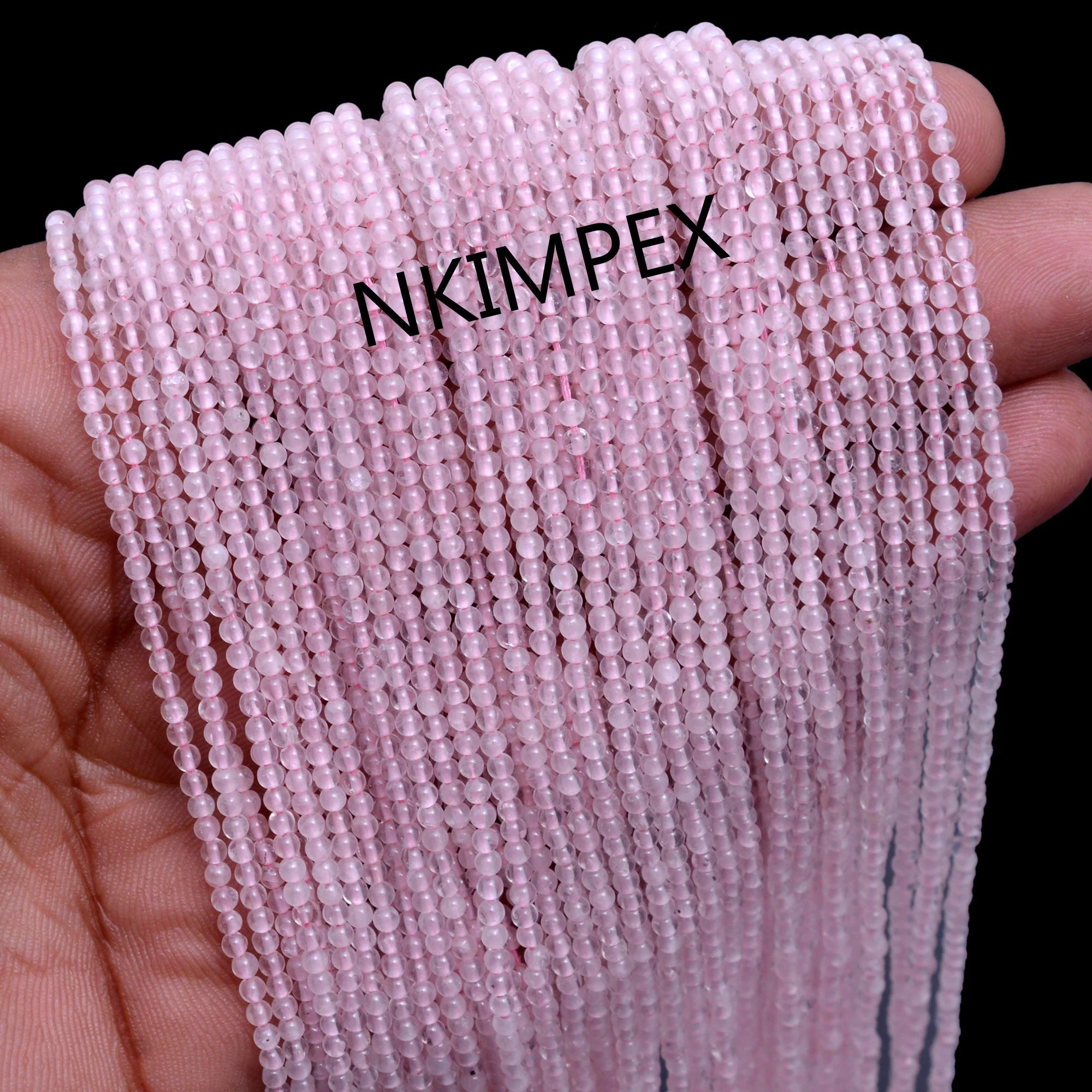 Pink Rose Quartz Smooth Micro Round Beads, 2 mm To 2.5 mm, Rose Quartz Balls Beads, Rose Quartz Jewelry Making Gemstone Beads, (SKU022)