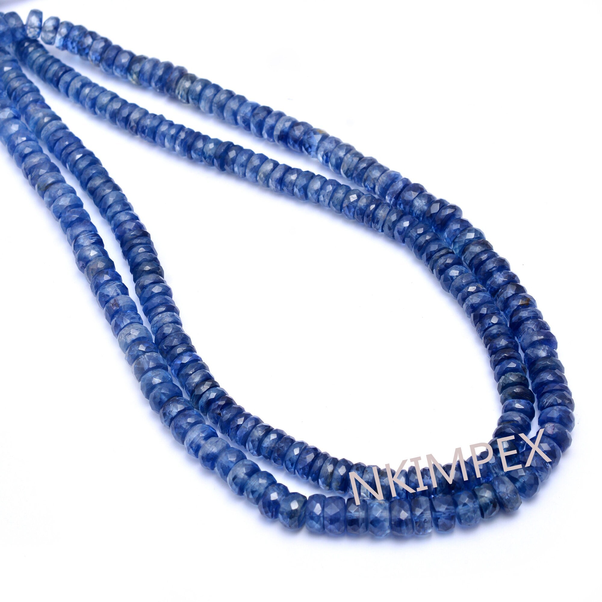 Kyanite Faceted Rondelle Beads, Blue Kyanite Rondelle Beads, Kyanite Beads, Kyanite Jewelry Making Gemstone Beads, 14 Inches
