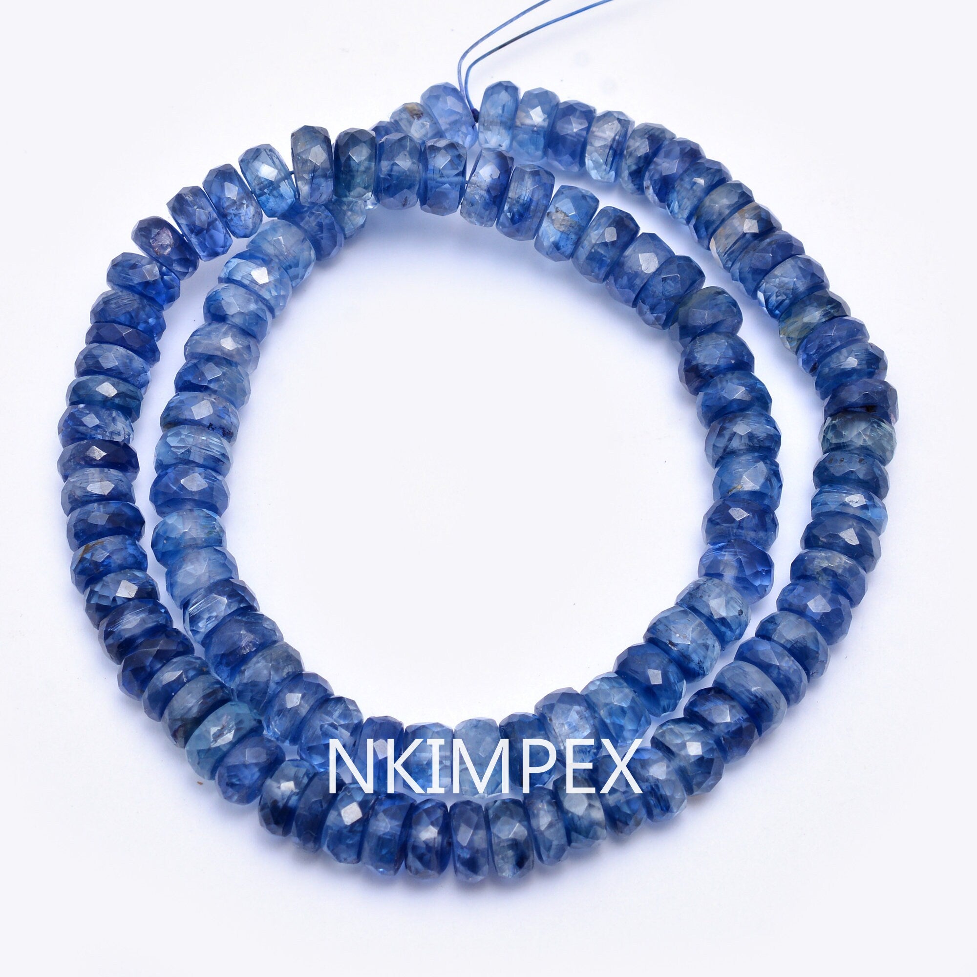Kyanite Faceted Rondelle Beads, Blue Kyanite Rondelle Beads, Kyanite Beads, Kyanite Jewelry Making Gemstone Beads, 14 Inches