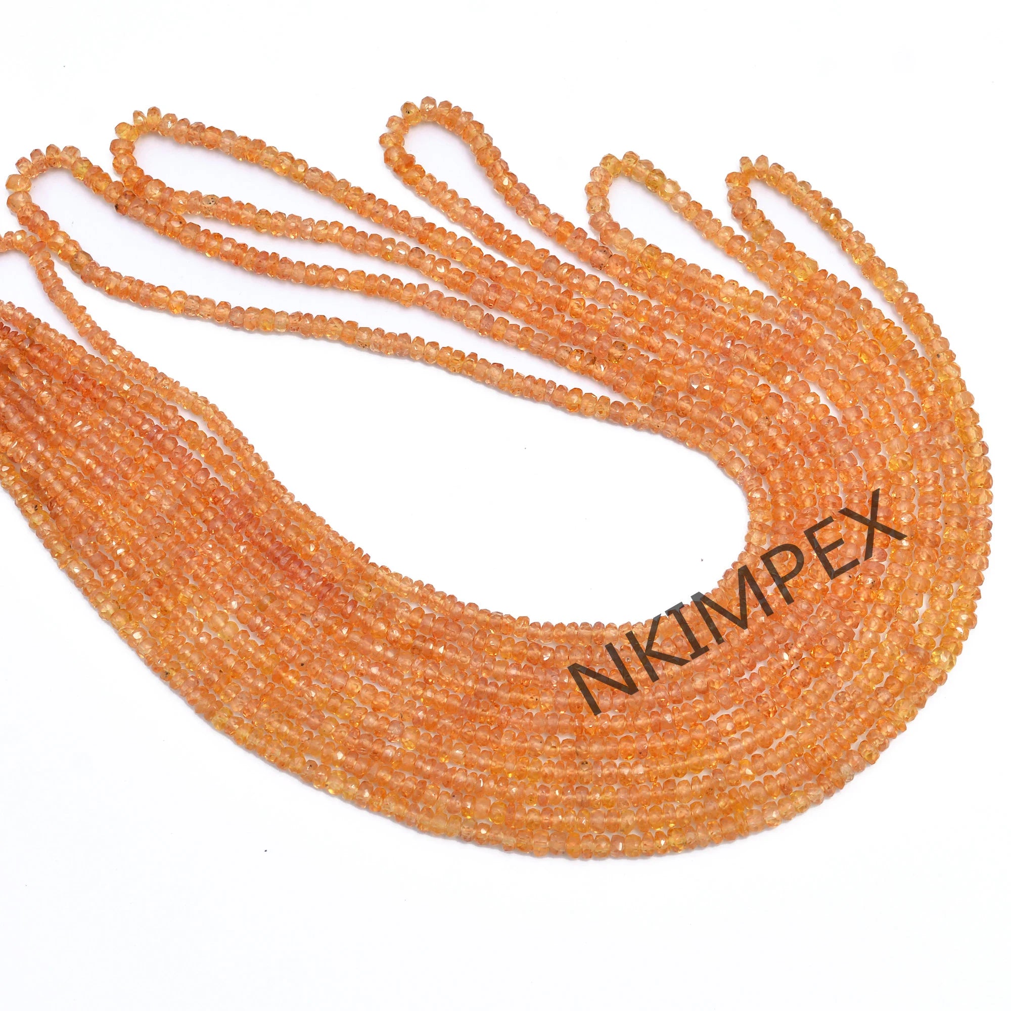 Orange Songea Sapphire Faceted Rondelle Beads, 2 mm To 3 mm, Songea Sapphire Beads, Orange Sapphire Jewelry Making Gemstone Beads (SKU025)