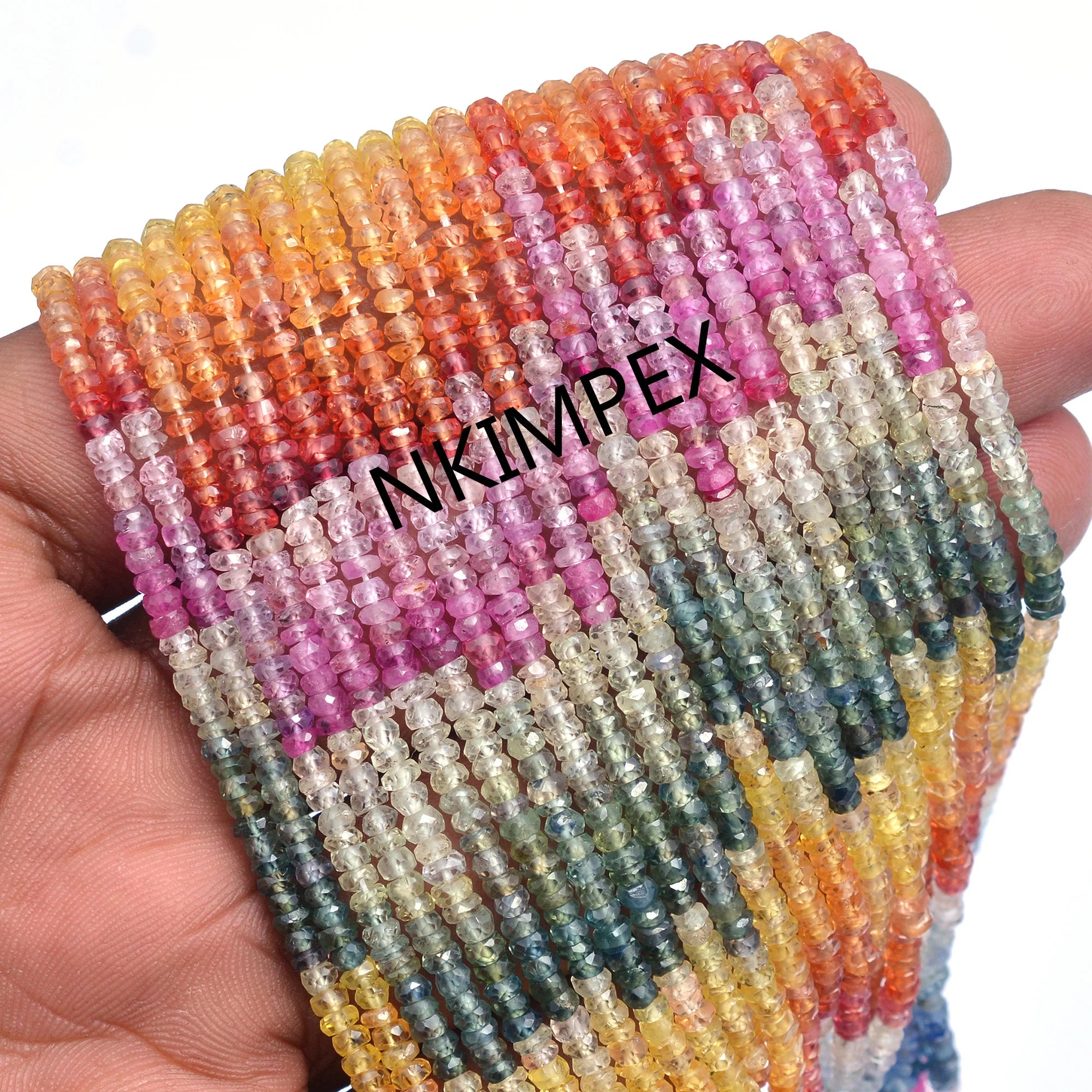 Natural Multi Sapphire Faceted Rondelle Beads, 3 mm, Multi Sapphire Rondelle, Sapphire Faceted Beads, 16 Inch, SKU 033