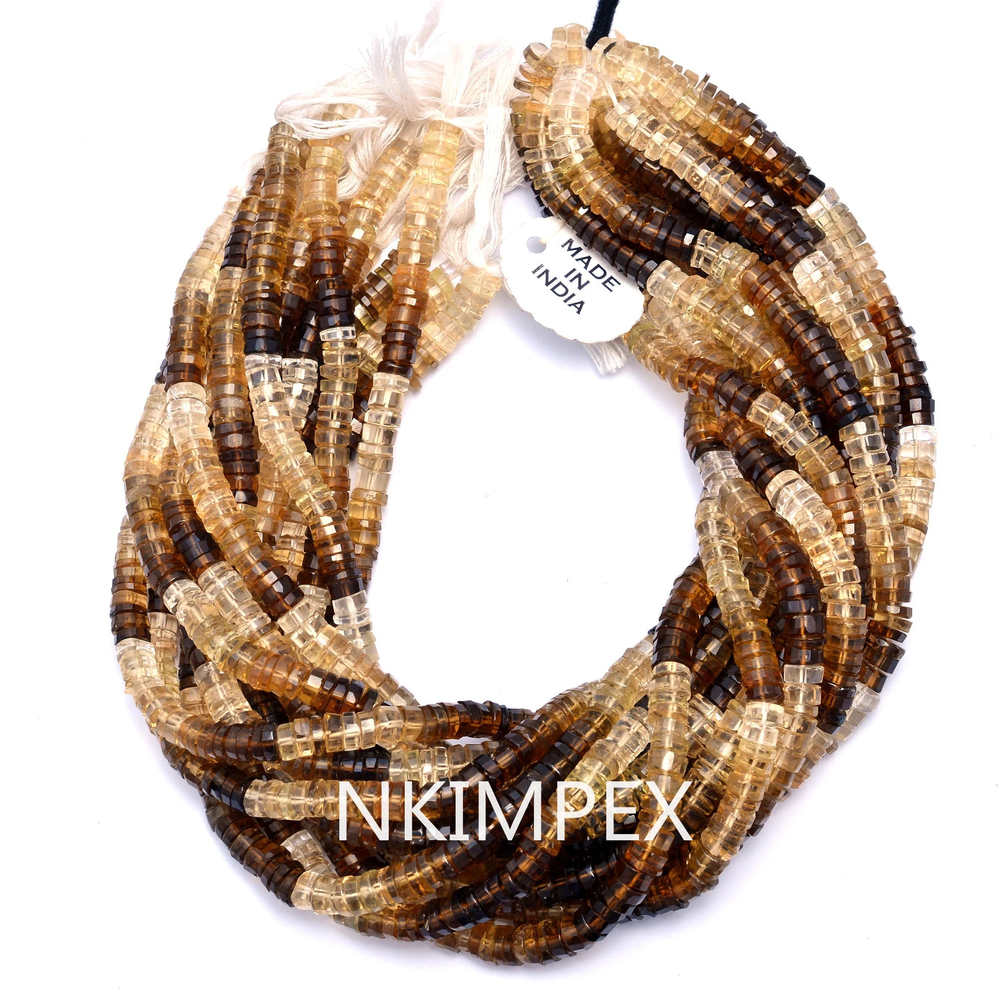 Beer Quartz Faceted Tyre Beads, 6.5 mm To 7.5 mm, Beer Quartz Tyre, Beer Quartz Jewelry Making Gemstone, 14.5 Inches, SKU 045