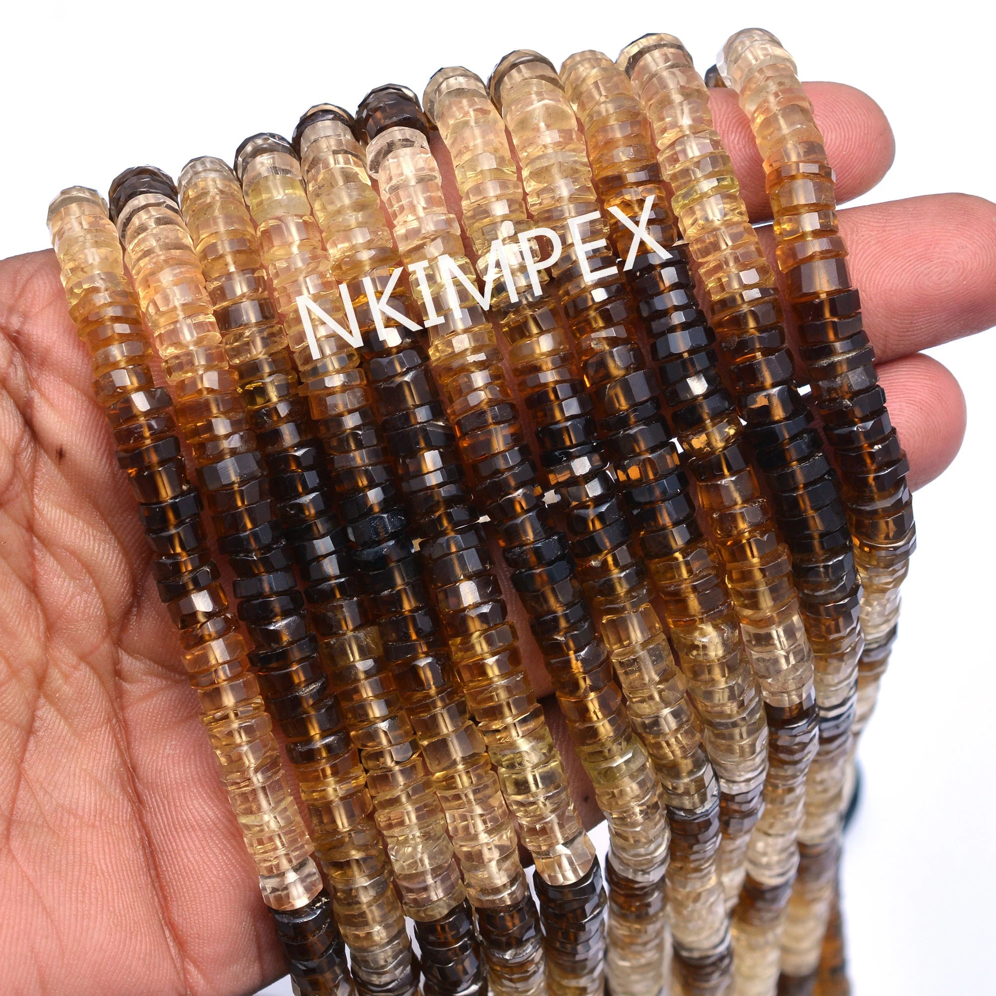 Beer Quartz Faceted Tyre Beads, 6.5 mm To 7.5 mm, Beer Quartz Tyre, Beer Quartz Jewelry Making Gemstone, 14.5 Inches, SKU 045