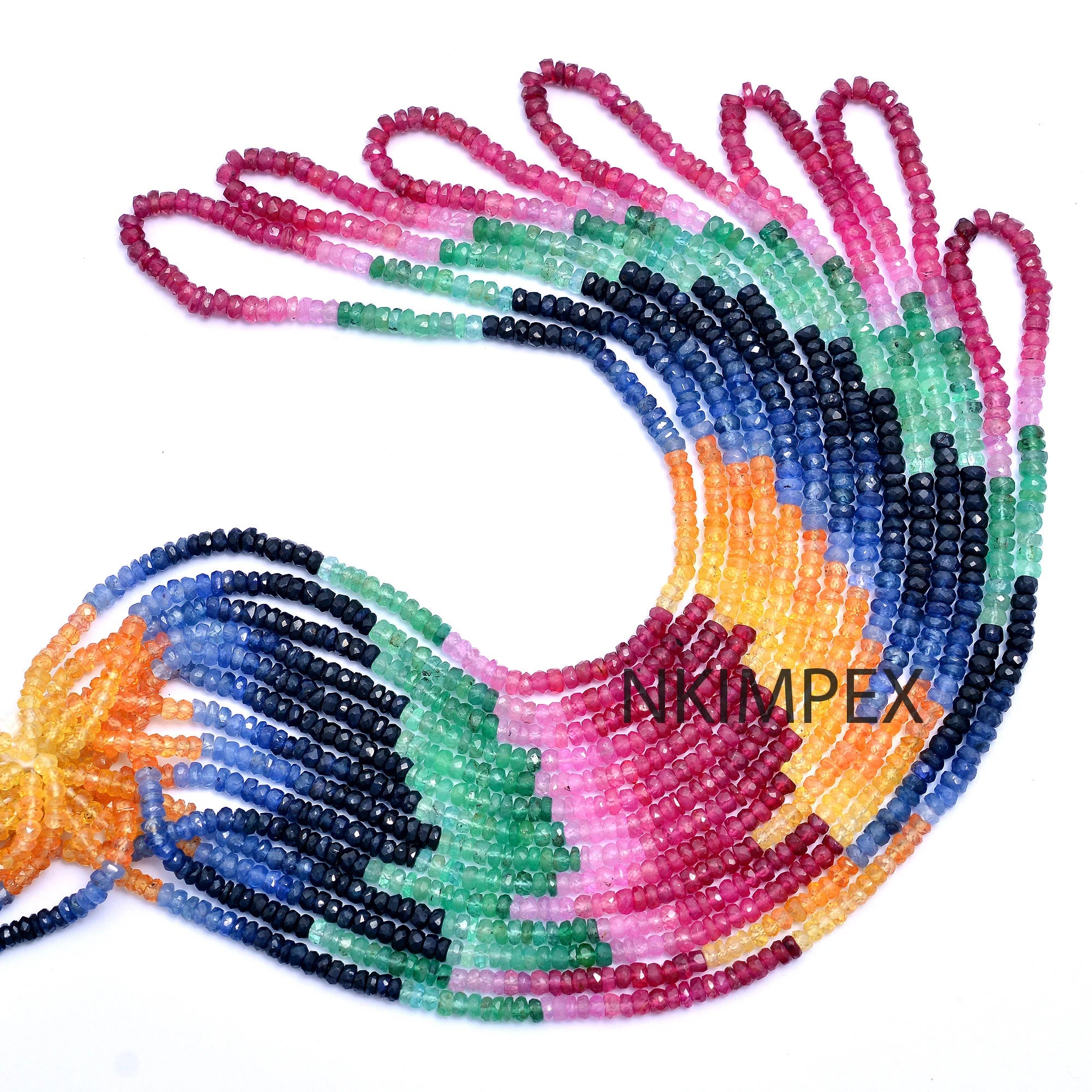 Natural Multi Sapphire Faceted Rondelle Beads, 3 To 3.5 mm, 16 Inch Strand, (SKU050)