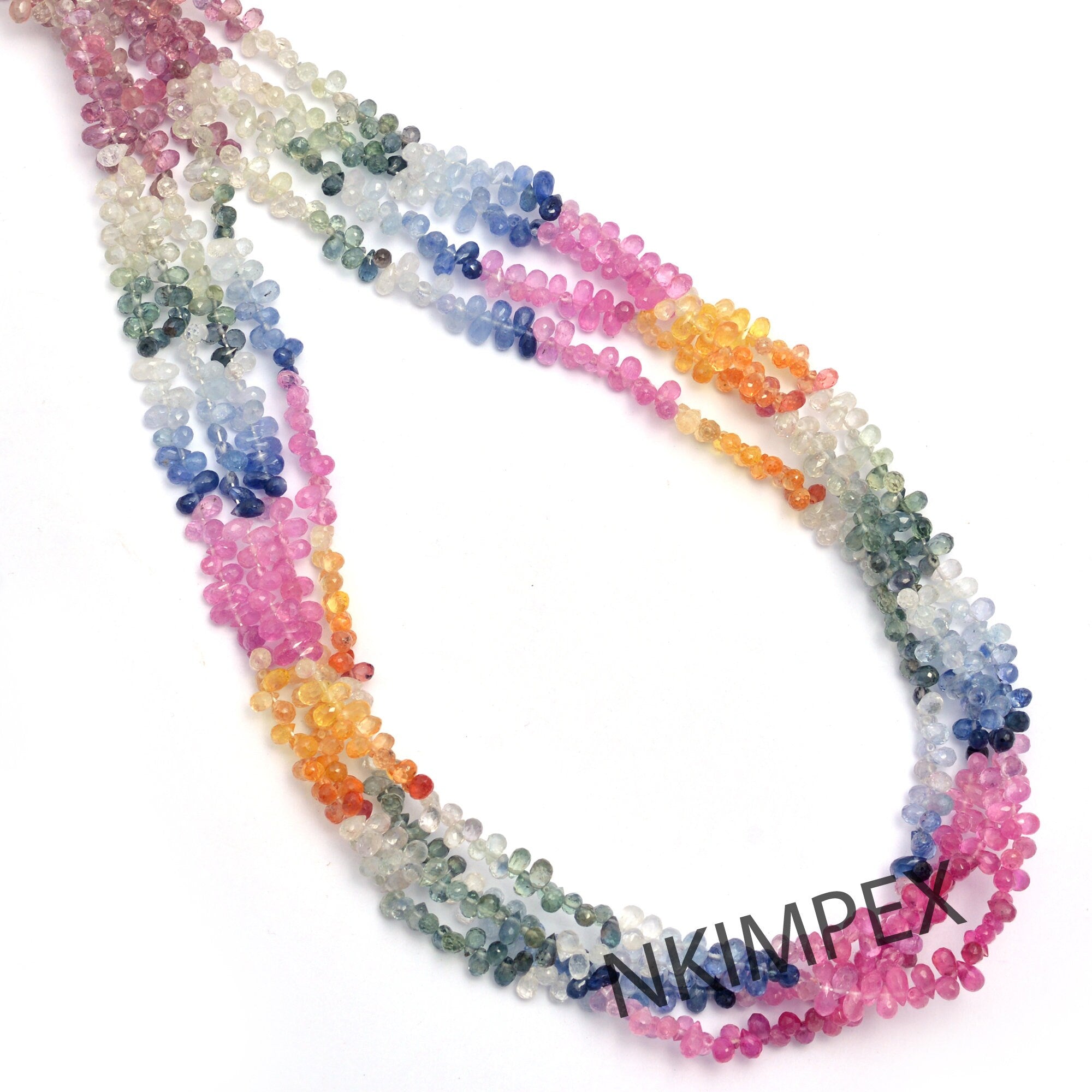 Multi Sapphire Faceted Briolette Drops Beads, 2.5x4 To 3x5mm, Multi Sapphire Drops, Sapphire Drops Beads, Jewelry Beads, 15 Inch, SKU 078