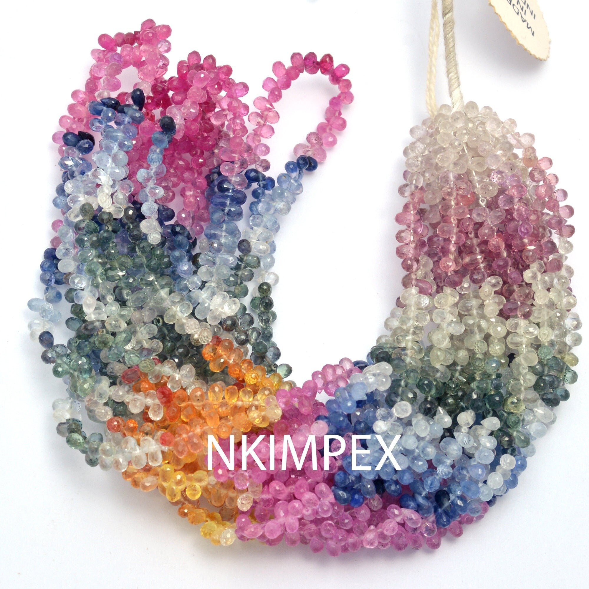 Multi Sapphire Faceted Briolette Drops Beads, 2.5x4 To 3x5mm, Multi Sapphire Drops, Sapphire Drops Beads, Jewelry Beads, 15 Inch, SKU 078