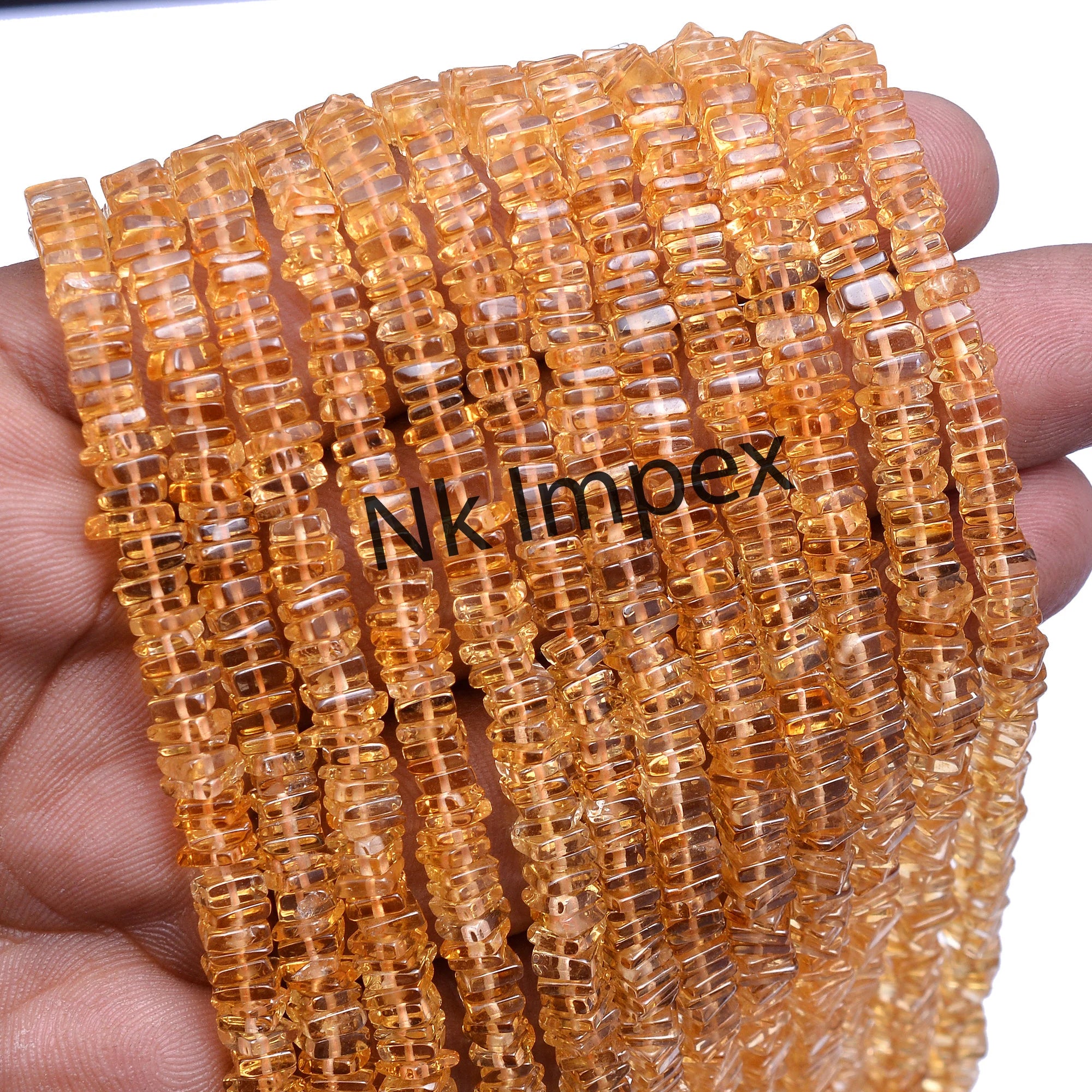 Natural Citrine Smooth Square Beads, Citrine Square Beads, Square Gemstone, Jewelry Making Beads, 16 Inch, SKU 113