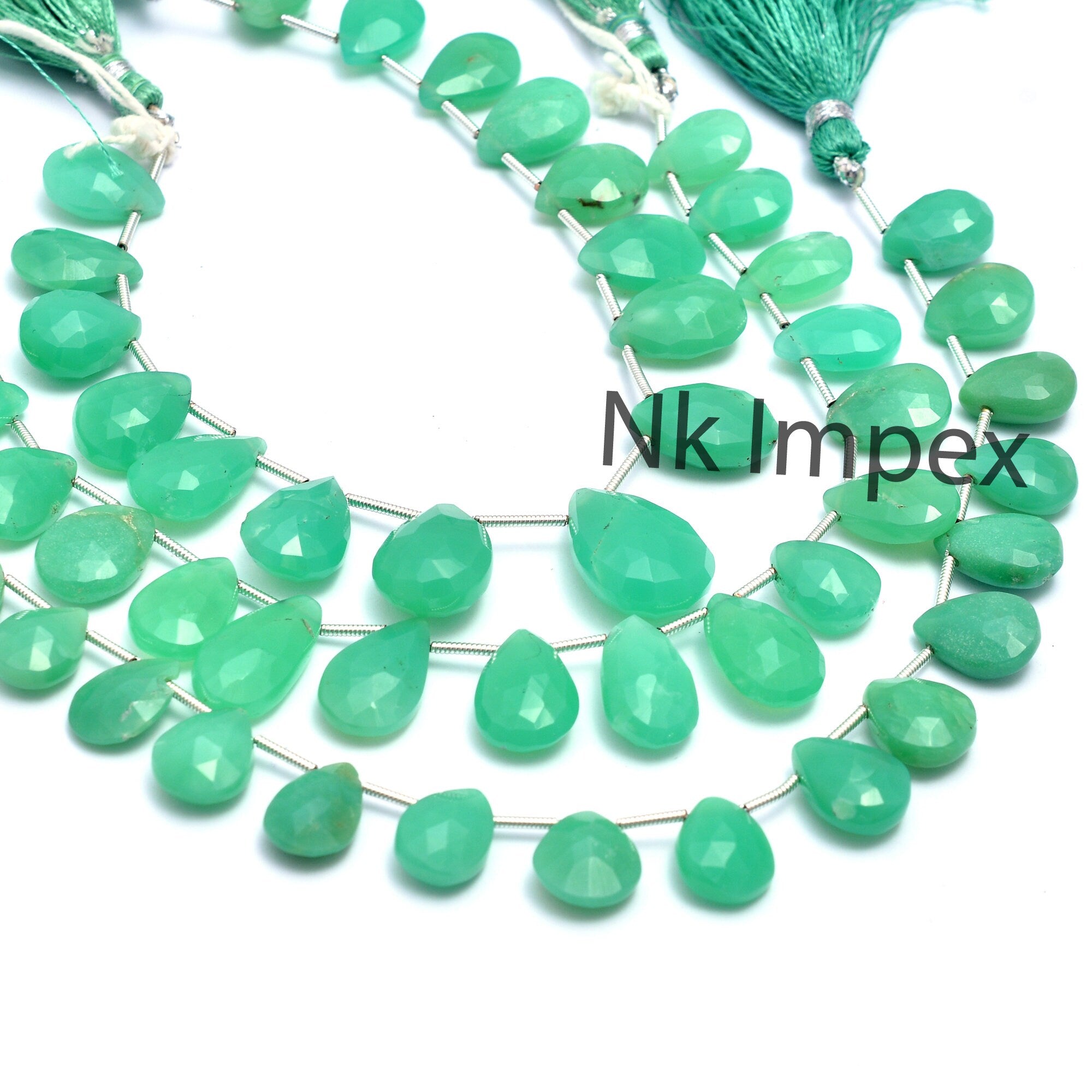 Natural Chrysoprase Faceted Pear Beads, Chrysoprase Pear, Chrysoprase Pear Gemstone, Pear Jewelry Making Beads, 8 Inch, SKU 115