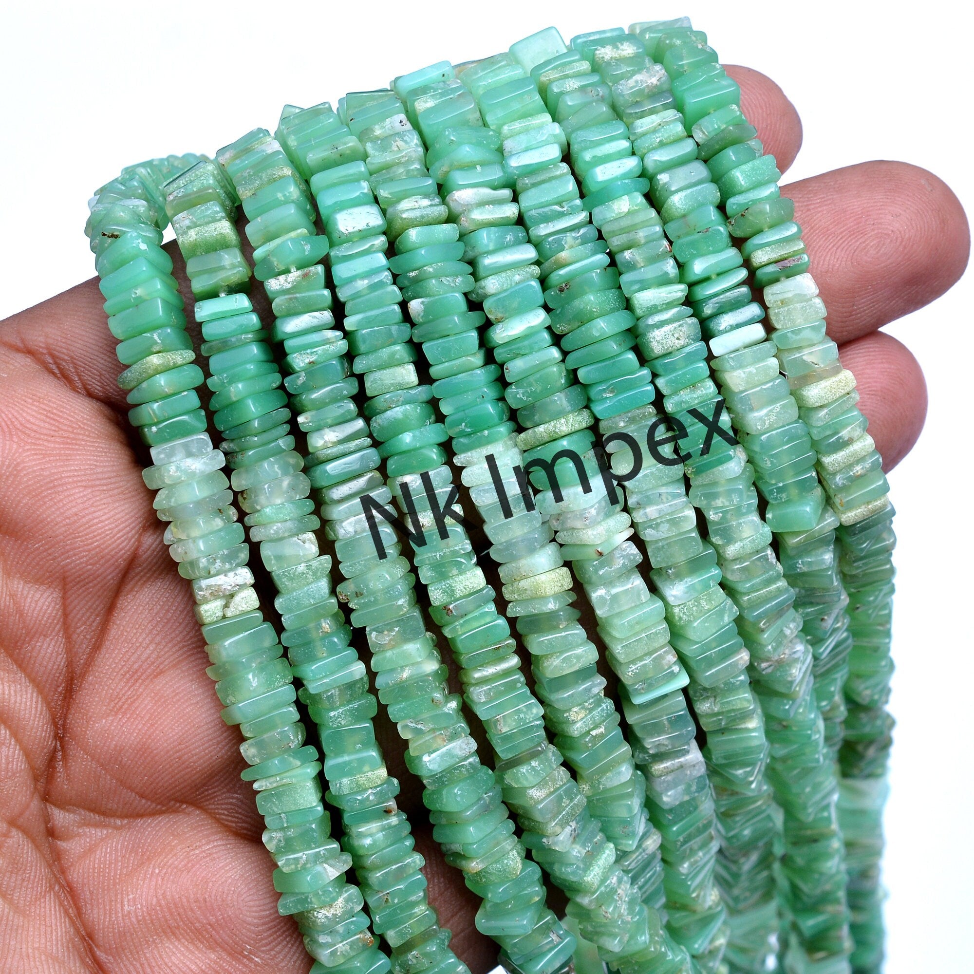 Natural Green Chrysoprase Smooth Square Beads, Chrysoprase Square Beads, Chrysoprase Square Jewelry Making Gemstone, 16 Inch Strand, SKU 116