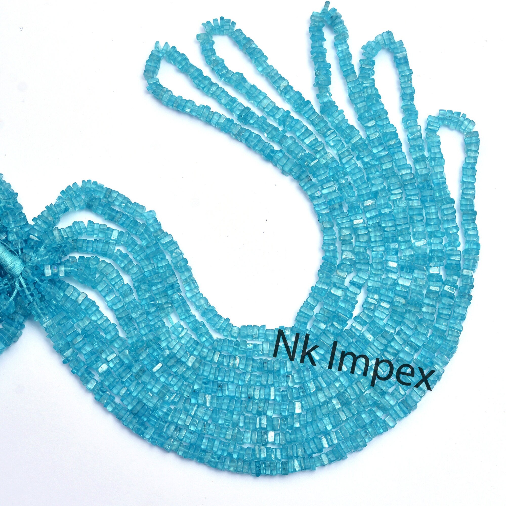 Natural Sky Apatite Smooth Square Beads, Sky Blue Apatite Square, Apatite Square Beads, Gemstone Jewelry, 16 Inch, SKU 118