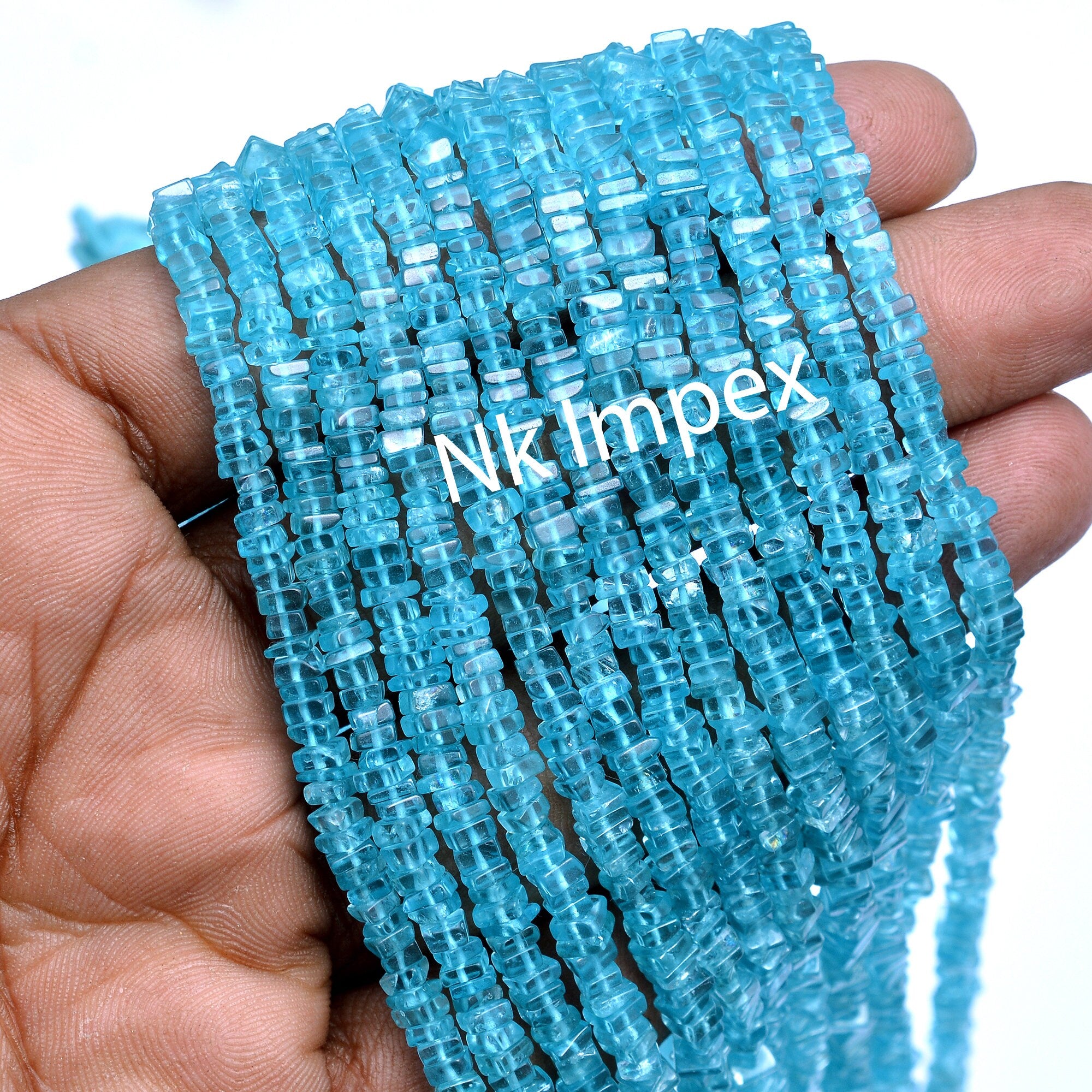 Natural Sky Apatite Smooth Square Beads, Sky Blue Apatite Square, Apatite Square Beads, Gemstone Jewelry, 16 Inch, SKU 118
