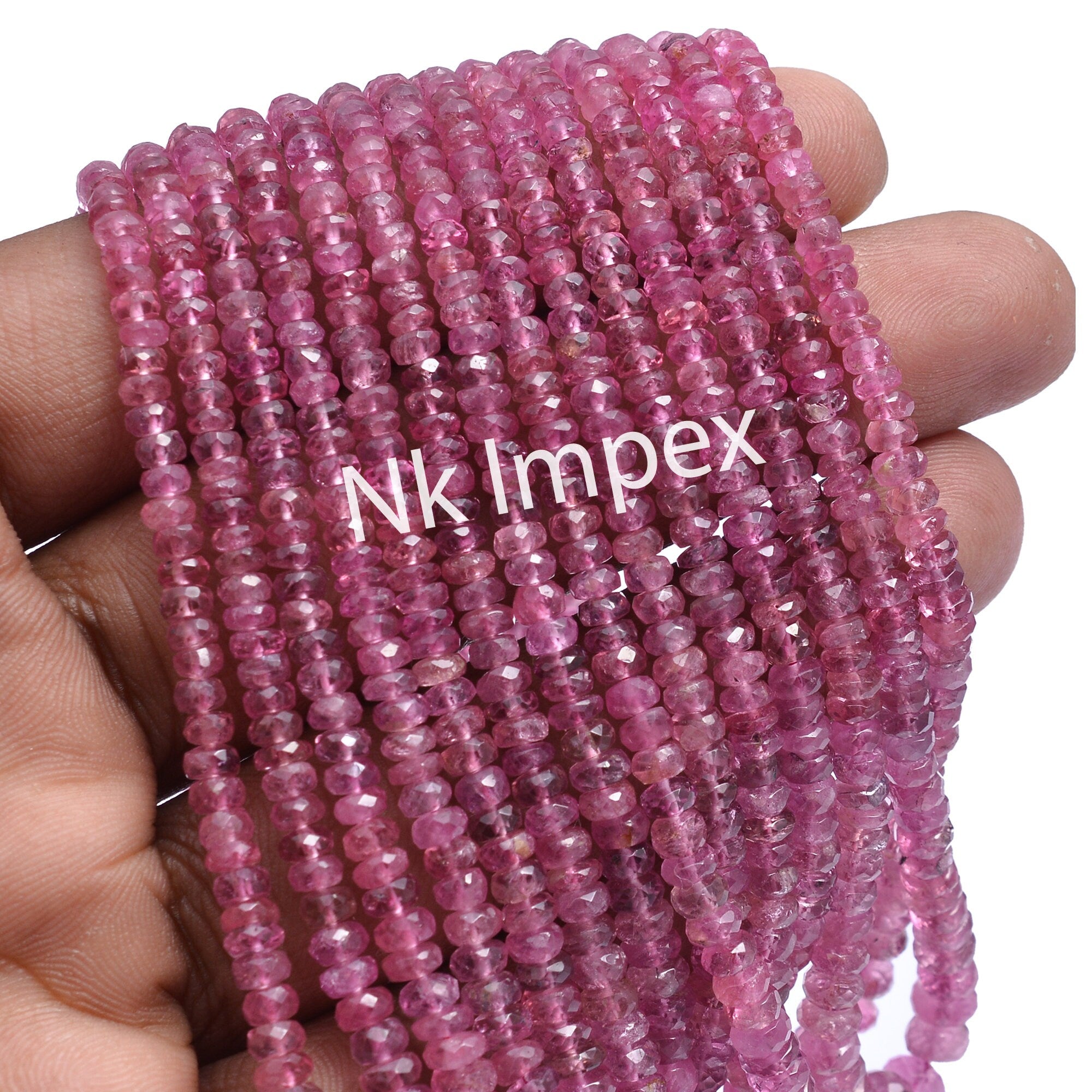 Pink Tourmaline Beads, Faceted Rondelle Tourmaline Beads, 2X6 mm Beads Necklace, Tourmaline Jewelry Making Gemstone Beads, Top Quality Beads