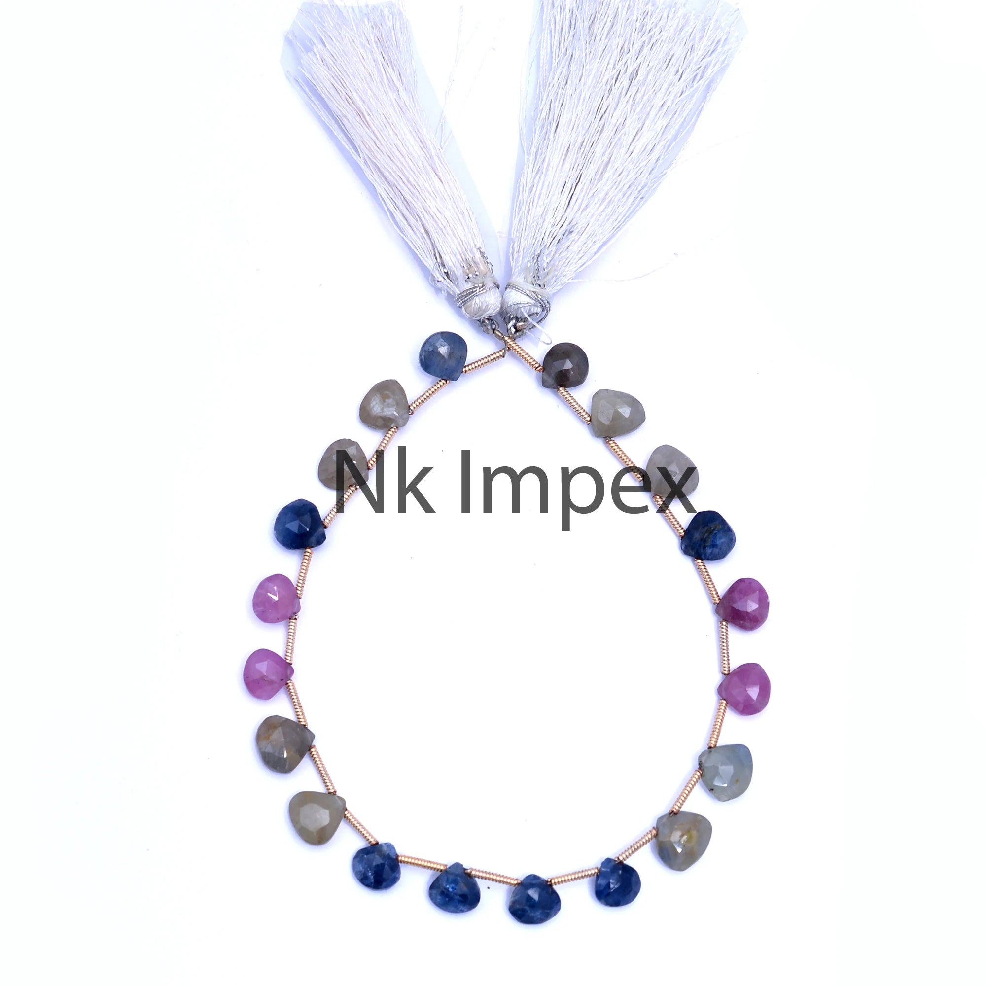 Multi Sapphire Faceted Heart Beads, Multi Sapphire Heart, Sapphire Jewelry Making Gemstone Heart Beads, 8 Inch Strand, SKU No. 121