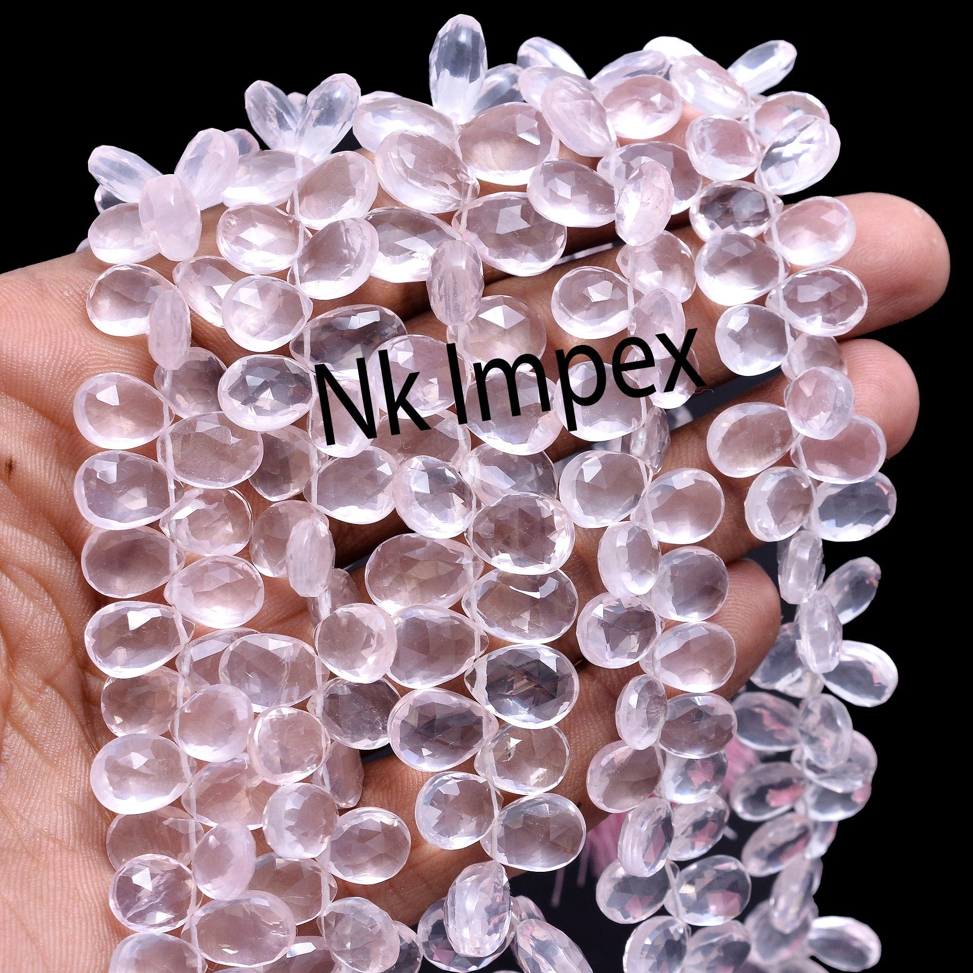 Natural Rose Quartz Faceted Pear Beads, Pink Rose Quartz Pear, Rose Quartz Jewelry Making Gemstone, 8 Inch, SKU 134