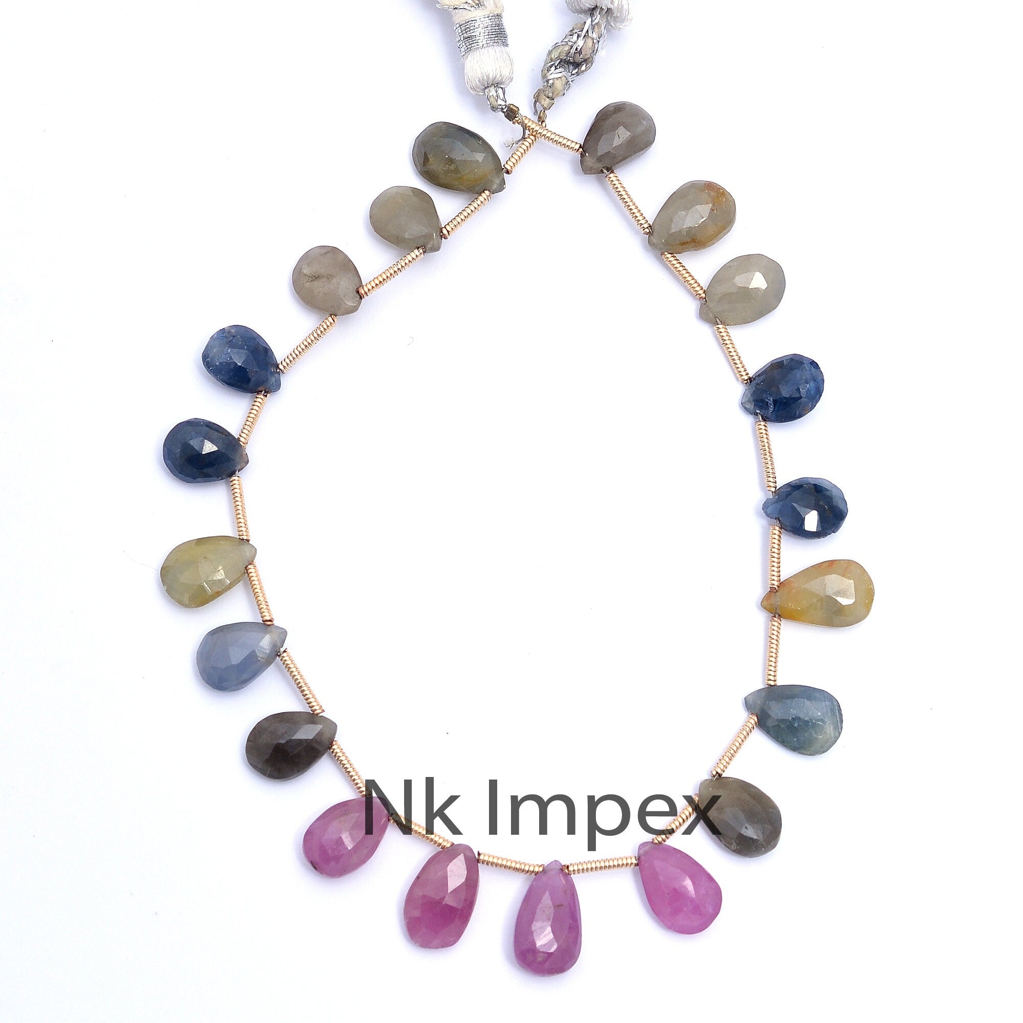 Multi Sapphire Faceted Pear Beads, Multi Sapphire Pears, Sapphire Pear Beads, Multi Sapphire Jewelry Making Gemstone Beads, 8 Inch, SKU 125