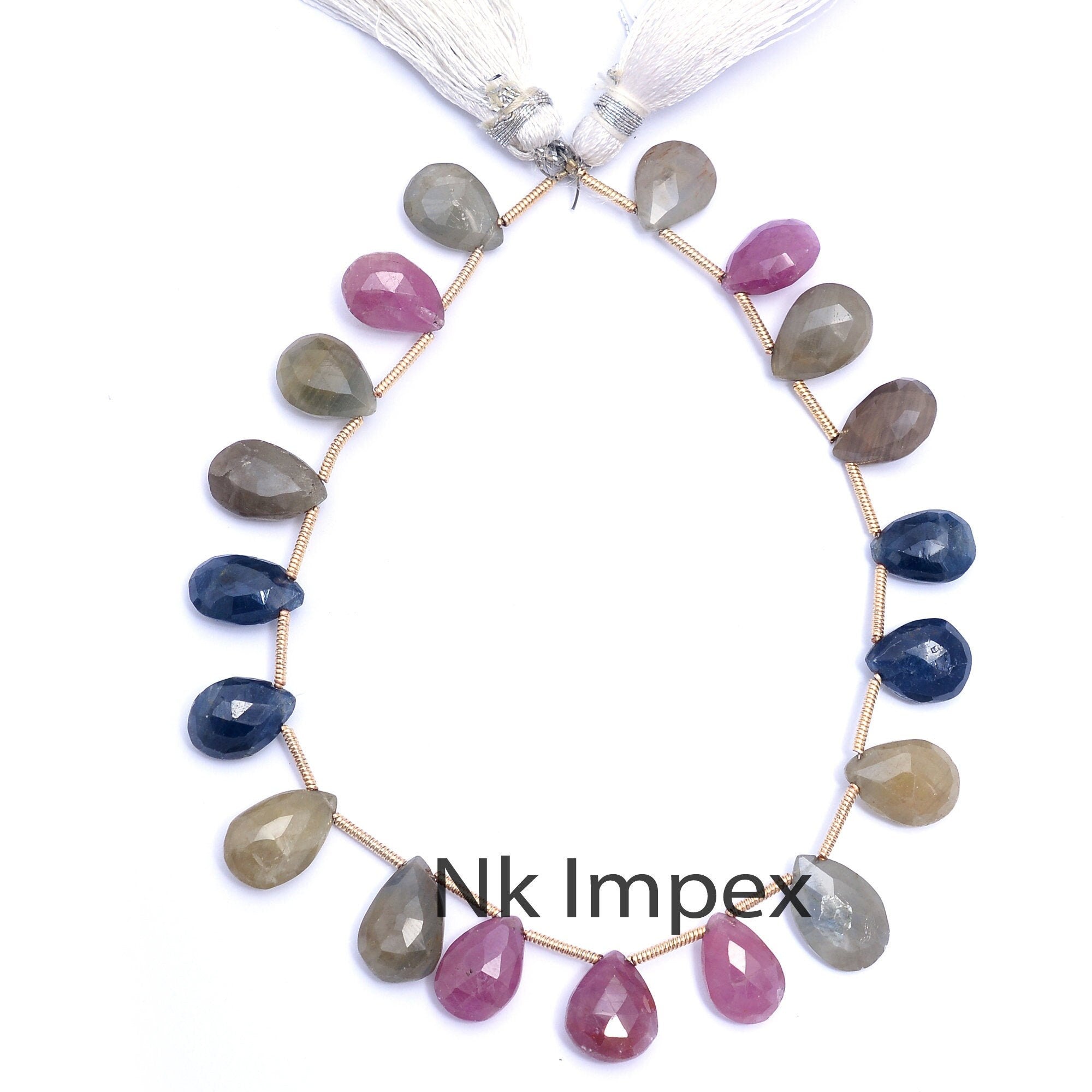 Multi Sapphire Faceted Pear Beads, Multi Sapphire Pears, Sapphire Pear Beads, Multi Sapphire Jewelry Making Gemstone Beads, 8 Inch, SKU 125