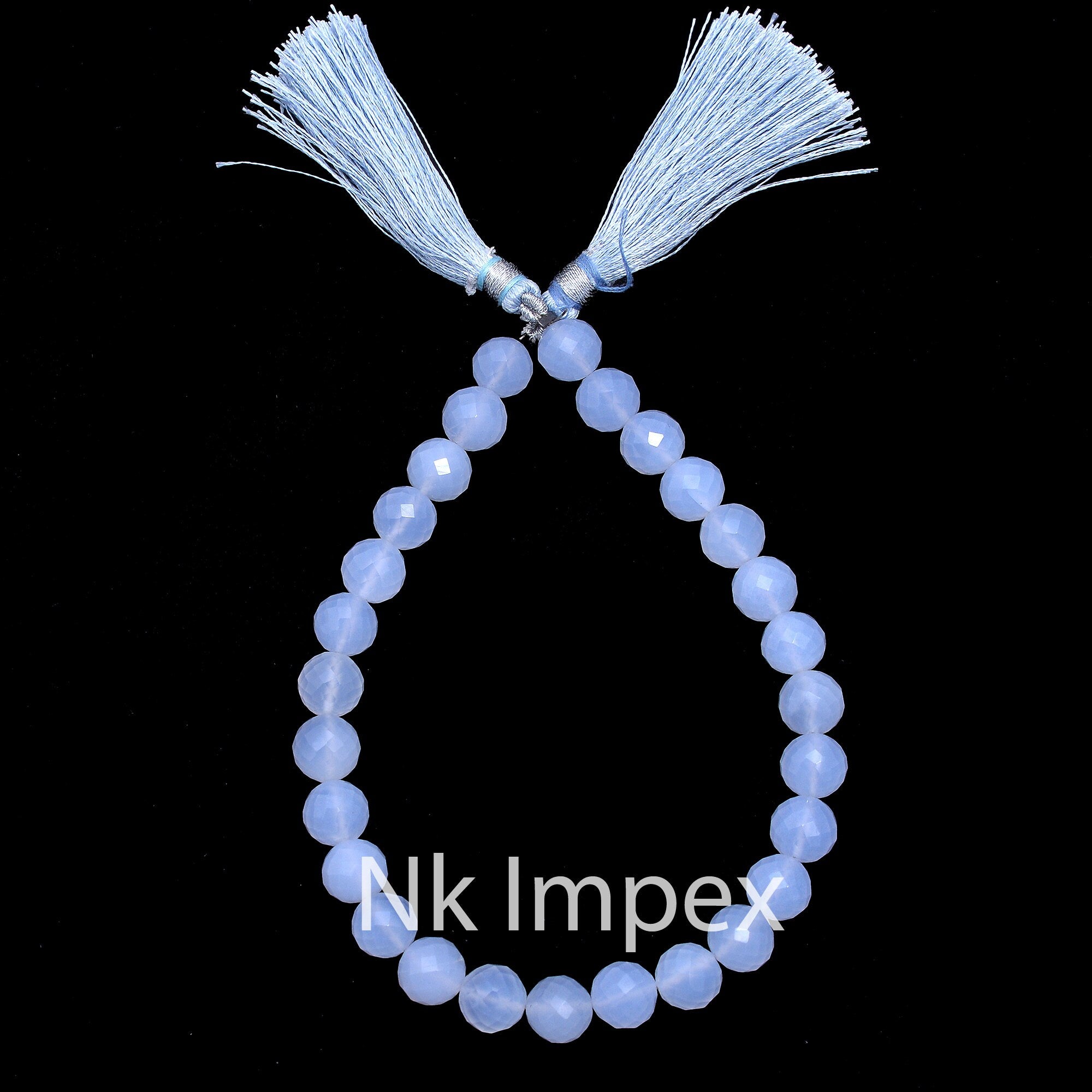 AAA Quality Chalcedony Beads, Blue Chalcedony Beads, 7 To 8 mm, Beads, Faceted Round Chalcedony, Jewelry Making Gemstone Beads, 9" (SKU151)