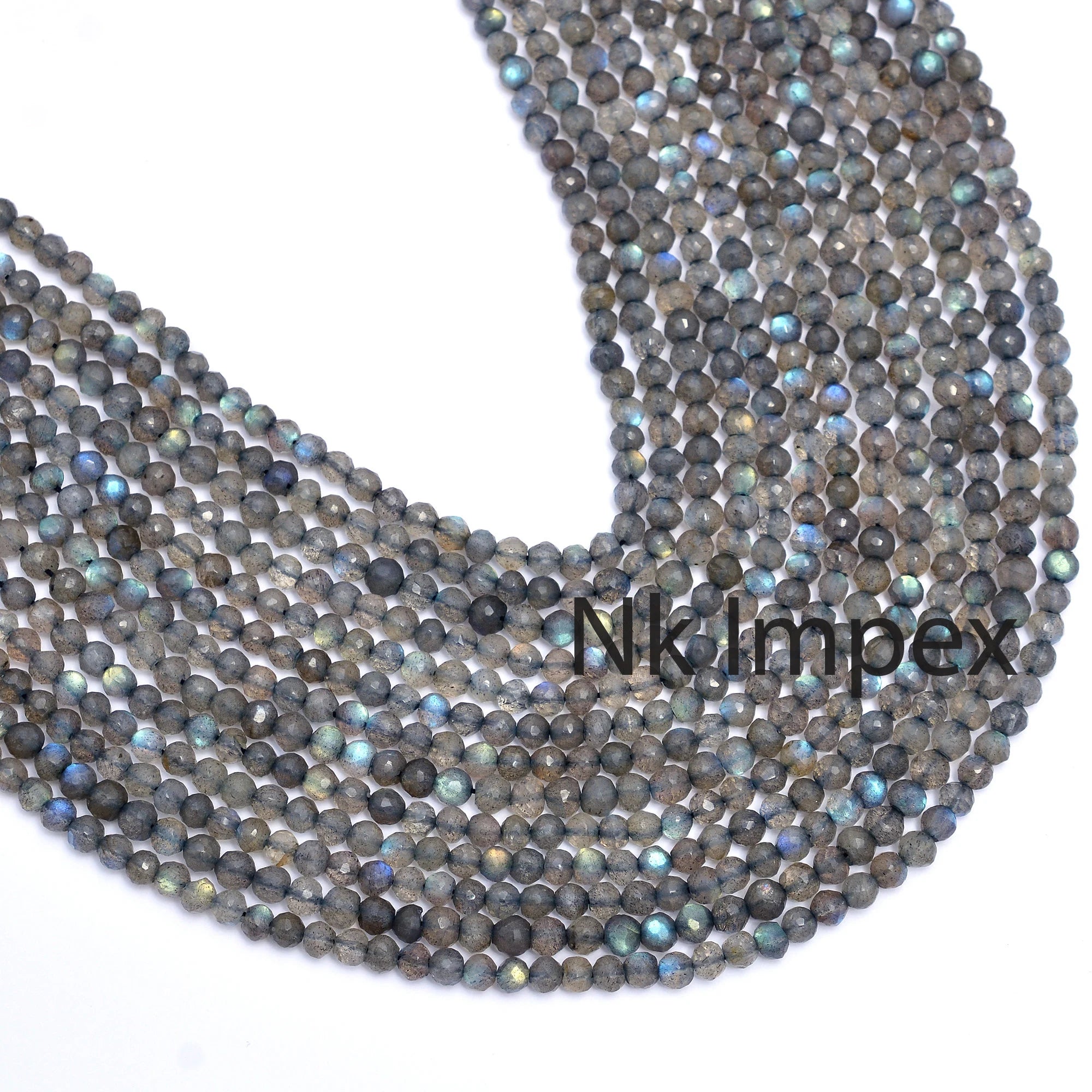 Round Labradorite Faceted Beads, Blue Flashy Round Balls Beads, 5 mm Beads For Jewelry Making, 13 Inch Strand (SKU173)