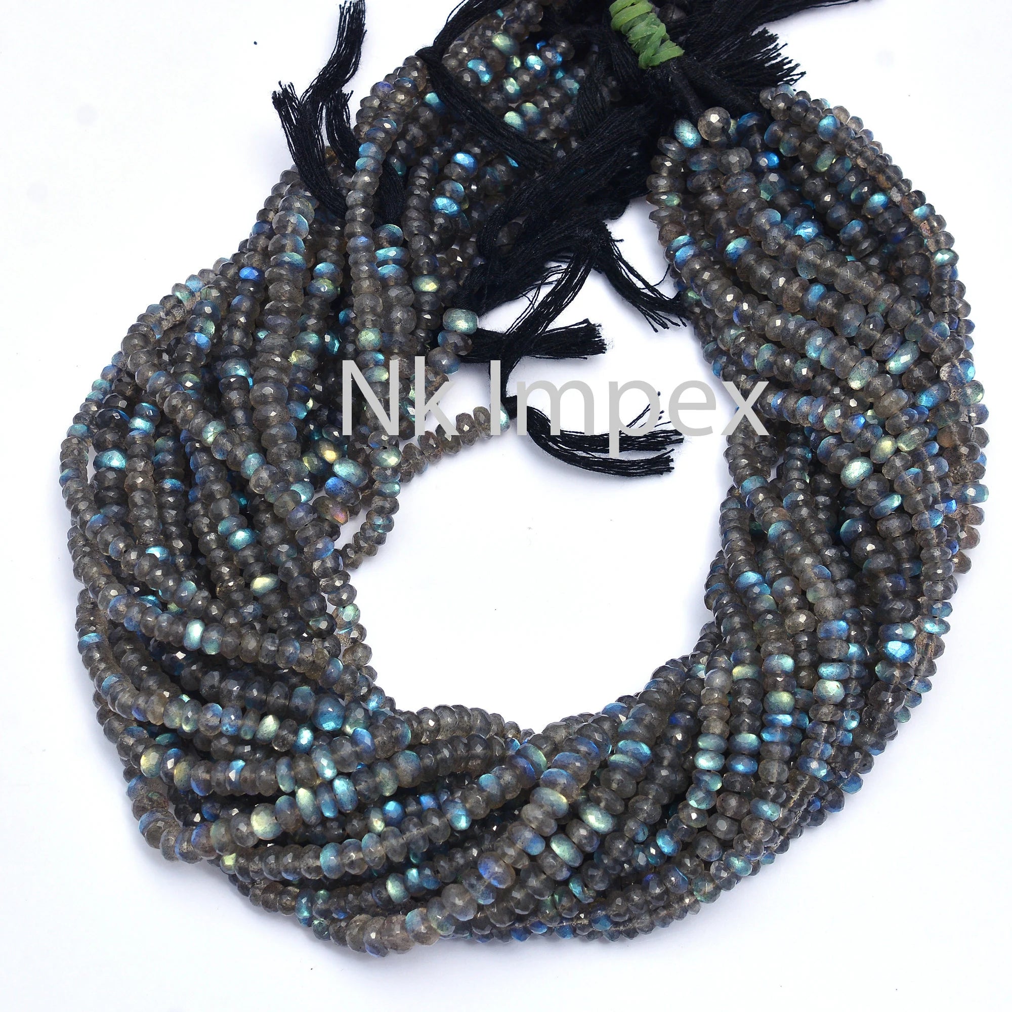 Labradorite Faceted Rondelle Beads, 5 mm - 6 mm, 7 mm, Black Rainbow Faceted Beads, Labradorite Beads, Jewelry Making Beads, SKU 181