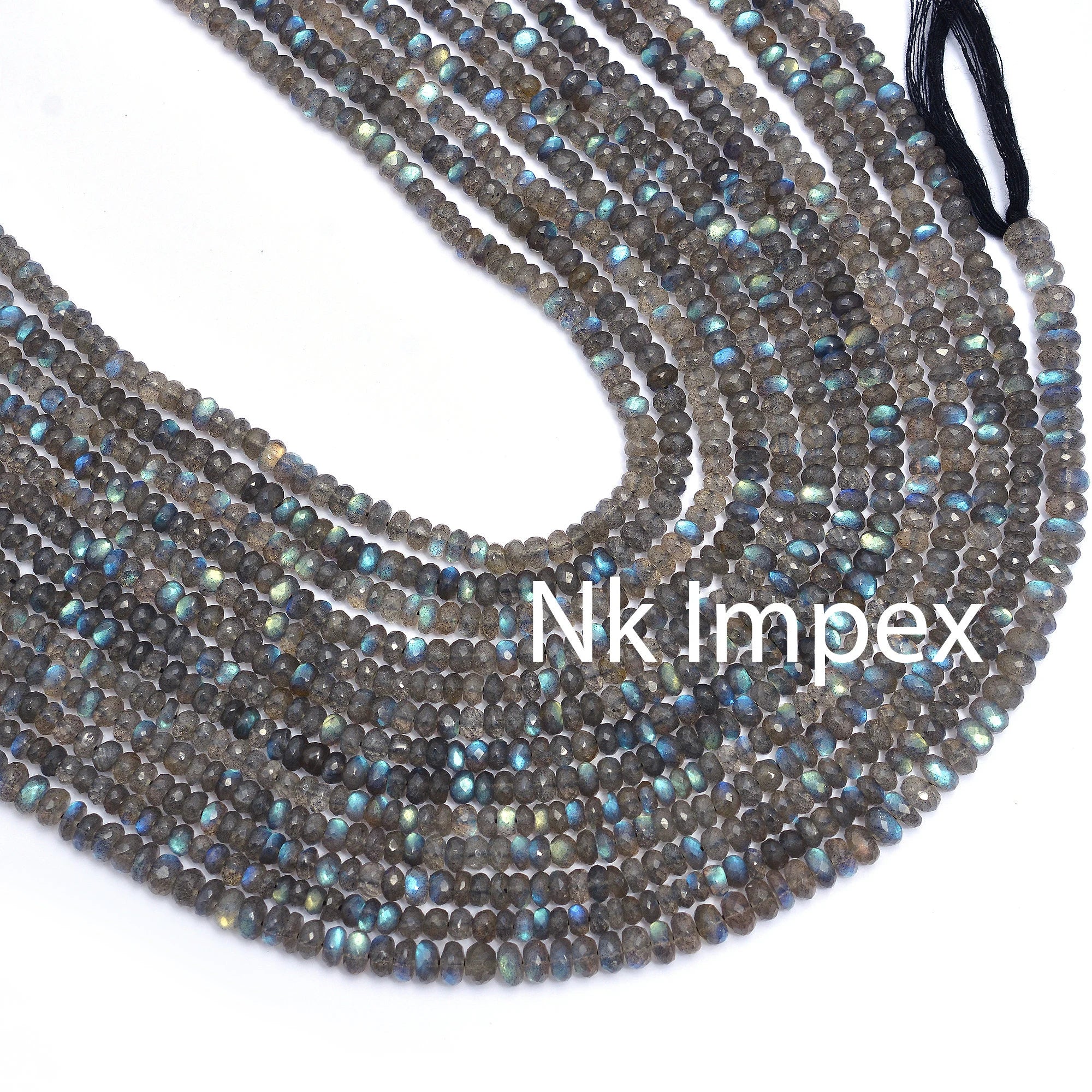 Labradorite Faceted Rondelle Beads, 5 mm - 6 mm, 7 mm, Black Rainbow Faceted Beads, Labradorite Beads, Jewelry Making Beads, SKU 181