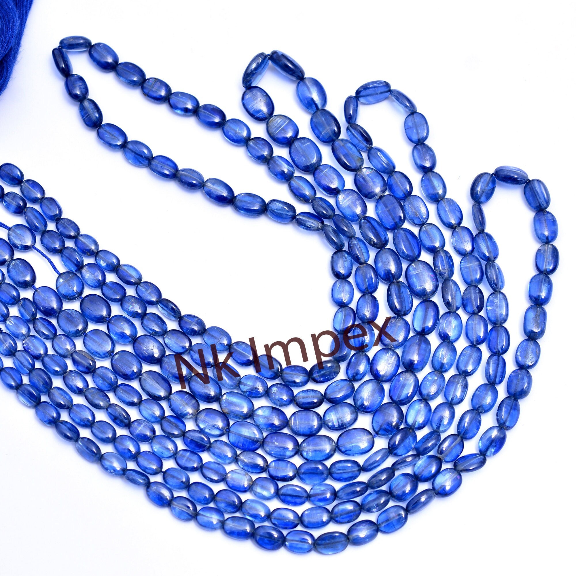Natural Kyanite Smooth Oval Beads, 5x6 To 7x9 mm, Kyanite Oval, Kyanite Oval Beads, Handmade Jewelry Making Gemstone, 18 Inch
