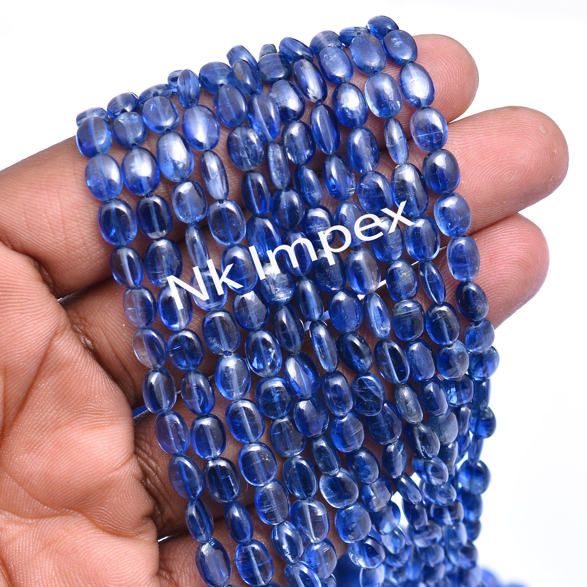 Natural Kyanite Smooth Oval Beads, 5x6 To 7x9 mm, Kyanite Oval, Kyanite Oval Beads, Handmade Jewelry Making Gemstone, 18 Inch