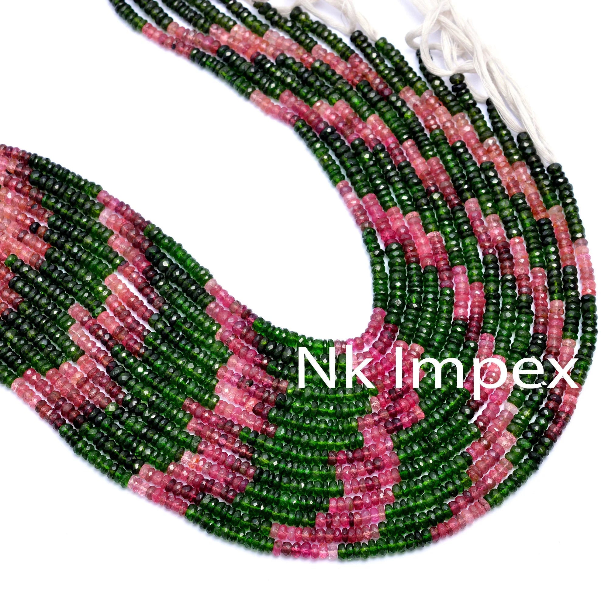 Natural Shaded Tourmaline Faceted Rondelle Beads, 4 - 5 mm Top Grade Tourmaline Beads 13 Inch Strand, (SKU 202)