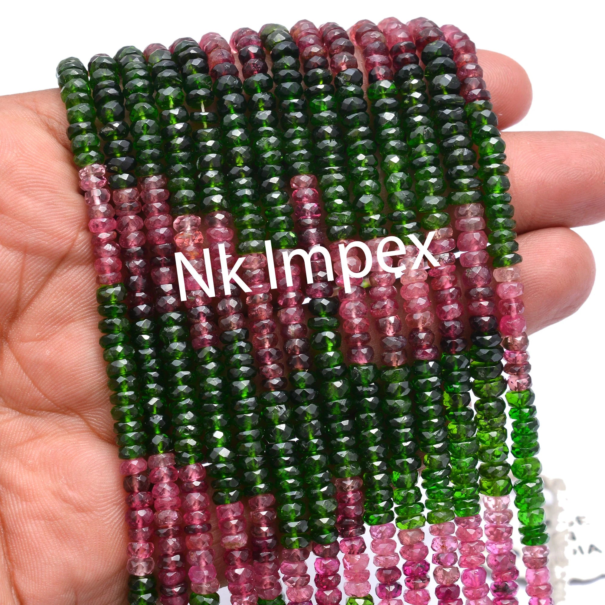 Natural Shaded Tourmaline Faceted Rondelle Beads, 4 - 5 mm Top Grade Tourmaline Beads 13 Inch Strand, (SKU 202)