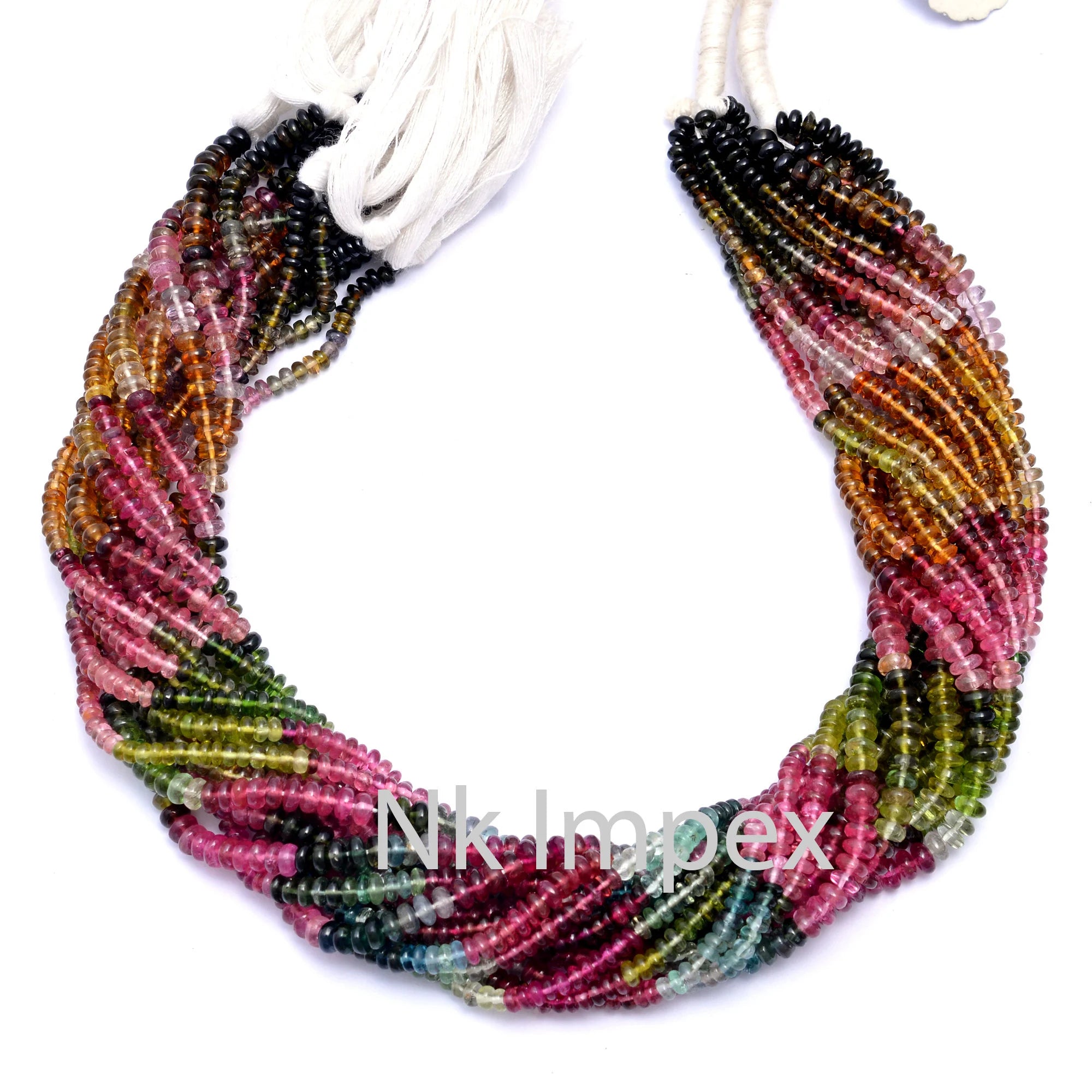 AAA Quality Natural Multi Color Tourmaline Beads, Smooth Rondelle Beads, Wholesale Tourmaline Beads Supplier 13" Strand (SKU210)