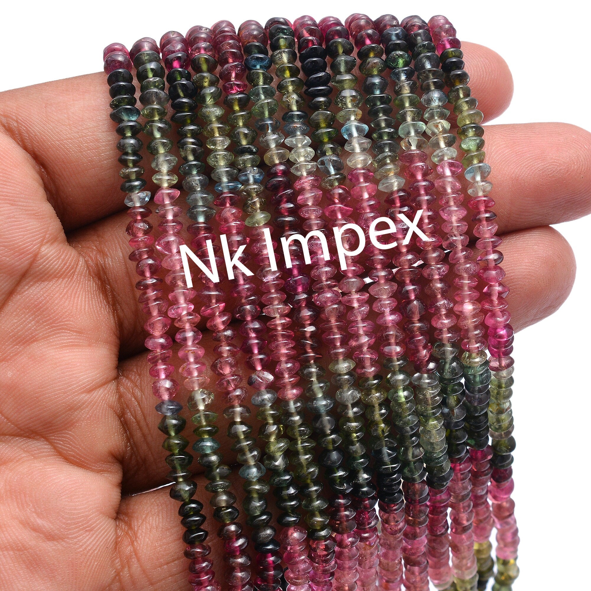 Natural Multi Tourmaline Smooth Rondelle Beads, 4 mm Tourmaline Loose Beads, 15 Inch Strand, (SKU212)