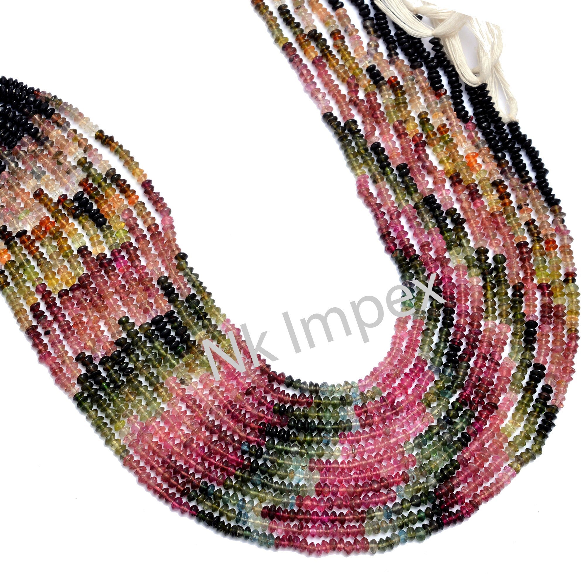 Natural Multi Tourmaline Smooth Rondelle Beads, 4 mm Tourmaline Loose Beads, 15 Inch Strand, (SKU212)