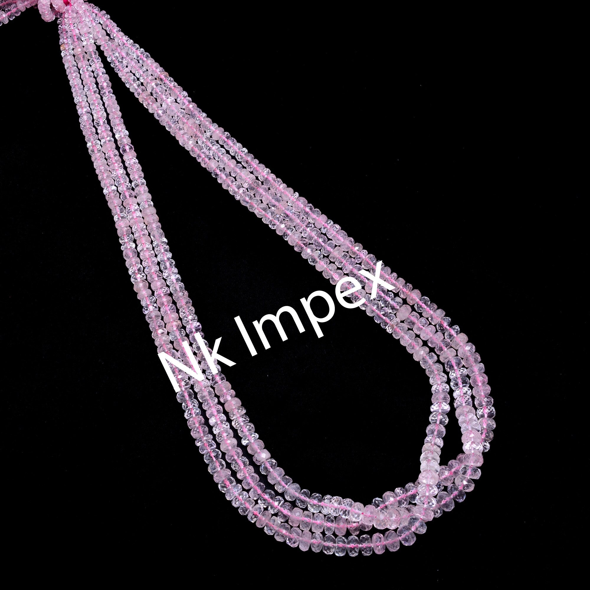 Natural Morganite Faceted Rondelle Beads, 3.5 mm To 6 mm, Pink Morganite Beads, Morganite Handmade Gift For Women, 17.5 Inch