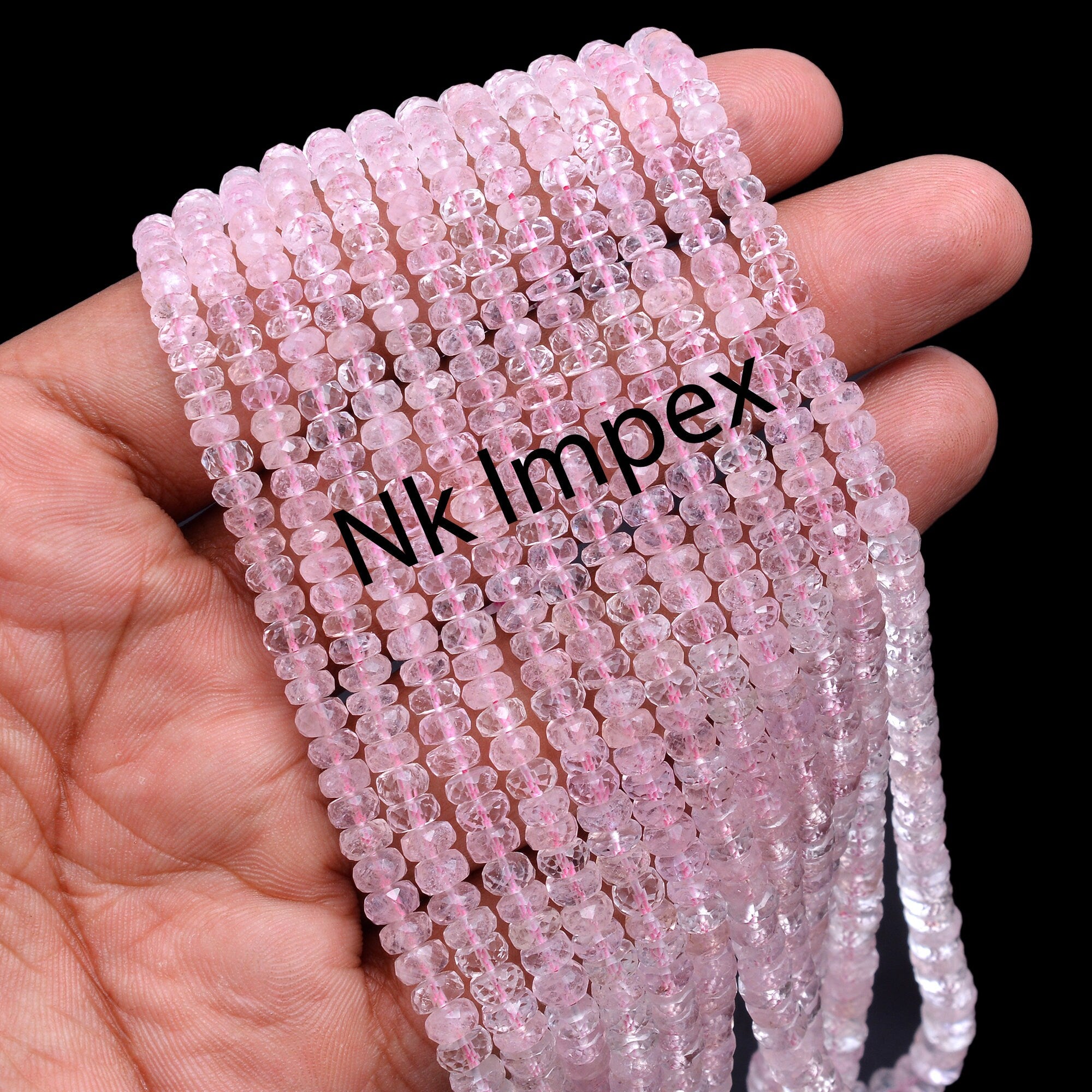 Natural Morganite Faceted Rondelle Beads, 3.5 mm To 6 mm, Pink Morganite Beads, Morganite Handmade Gift For Women, 17.5 Inch