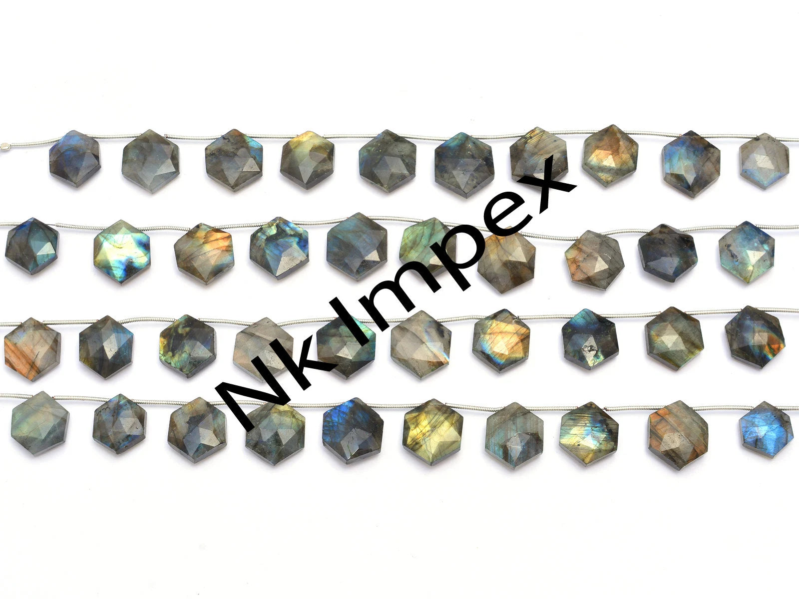 Black Rainbow Labradorite Hexagon Beads, 14x16 mm To 16x19 mm, Purple Labradorite Hexagon Beads, Labradorite Gemstone Beads
